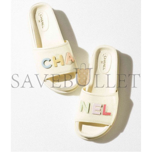 Ch*el mules lambskinivory & multicolor g38933 x56443 k3919