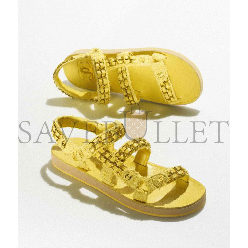 Ch*el  sandals cotton tweedyellow  g33800 x56550 0n550