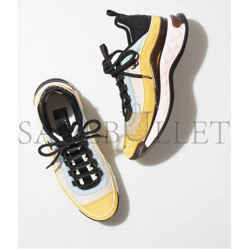 Ch*el sneakers fabric & suede calfskinlight beige, yellow & light blue g39070 y55826 k4286