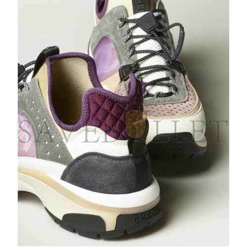 Ch*el sneakers fabric, suede calfskin, mesh & fabricwhite, gray, purple g39488 y56142 k4944