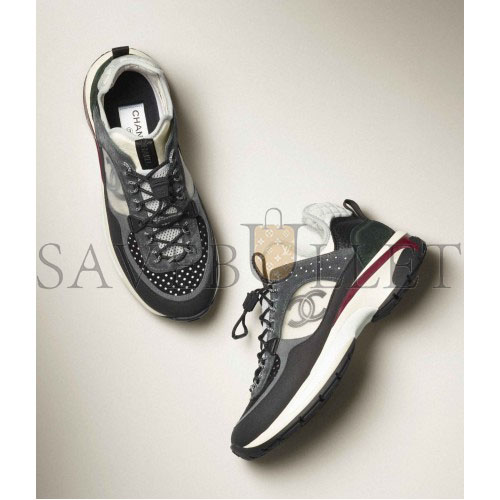 Ch*el sneakers fabric, suede calfskin, mesh & fabricblack, dark gray, white & light gray g39488 y56142 k4948