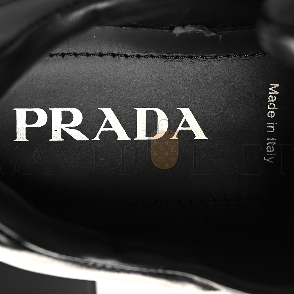 Pra*a nappa soft metal triangle logo womens padded 30mm sneakers 36.5 black