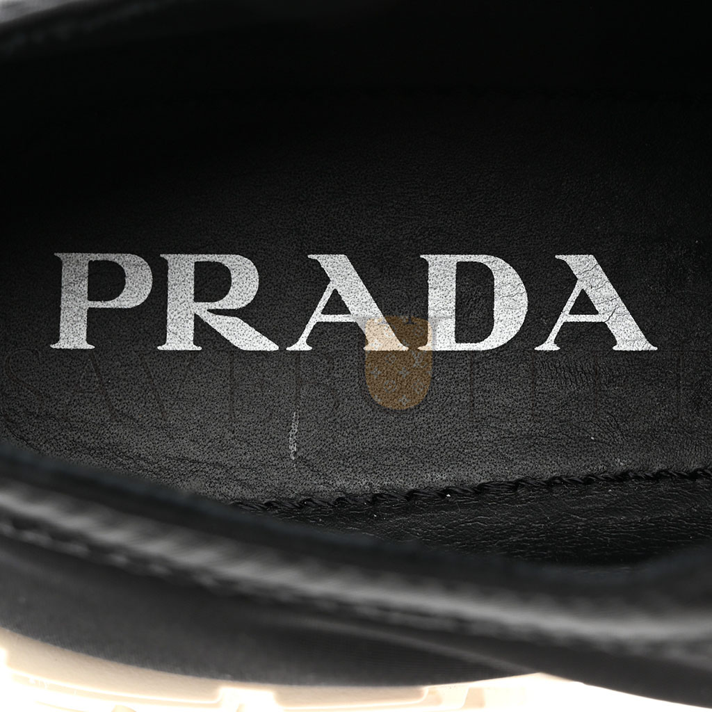 Pra*a re-nylon gabardine triangle logo double wheel 50mm sneakers 38 black