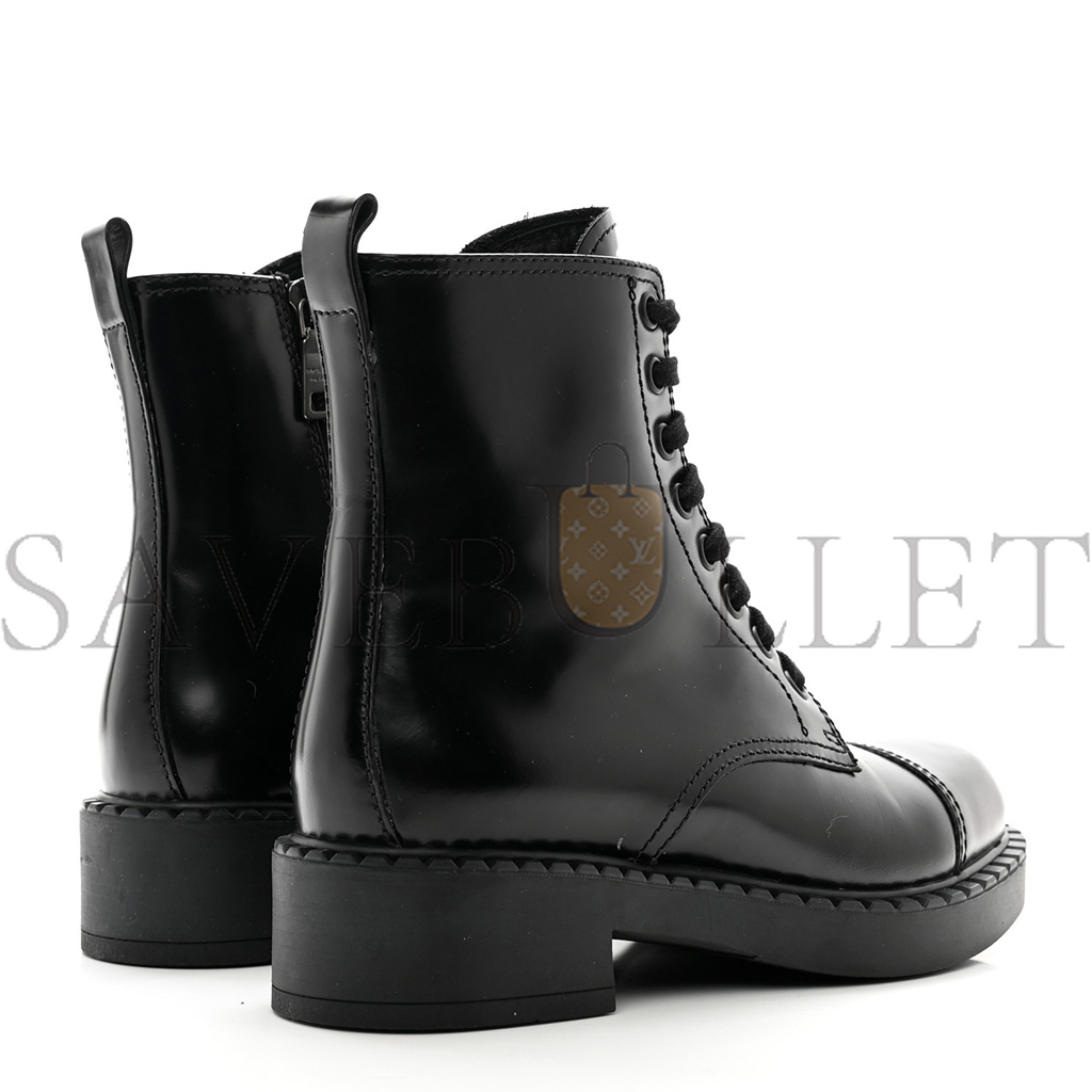 Pra*a spazzolato chocolate 50mm combat boots 36 black