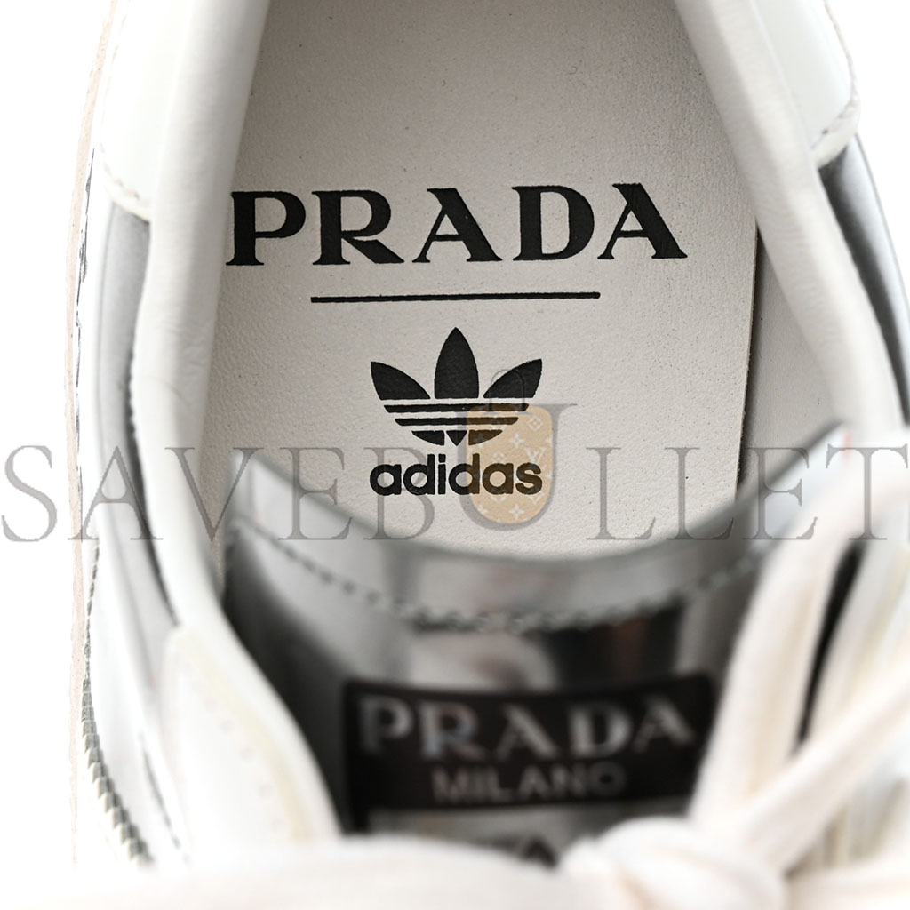 pra*a x Ad*s brushed calfskin logo mens superstar sneakers 6 silver white