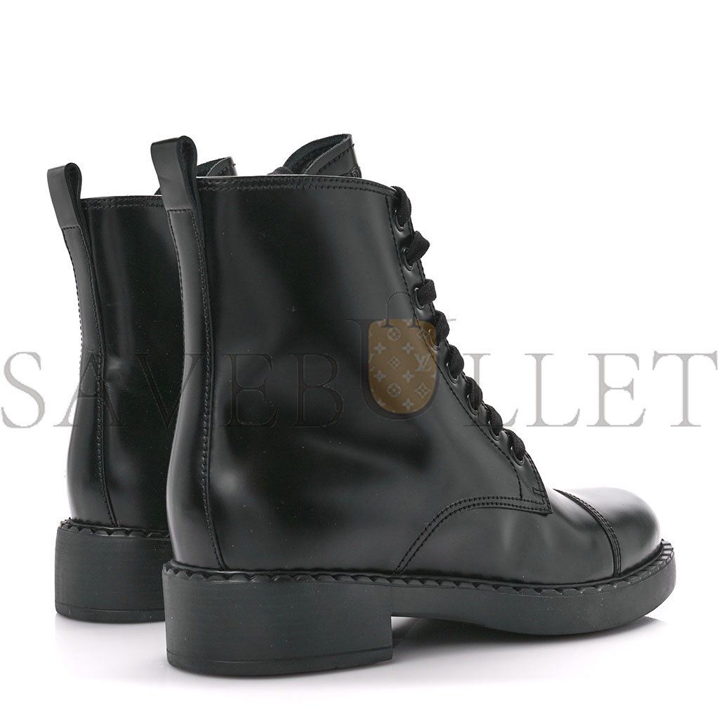 Pra*a spazzolato chocolate 50mm combat boots 40 black