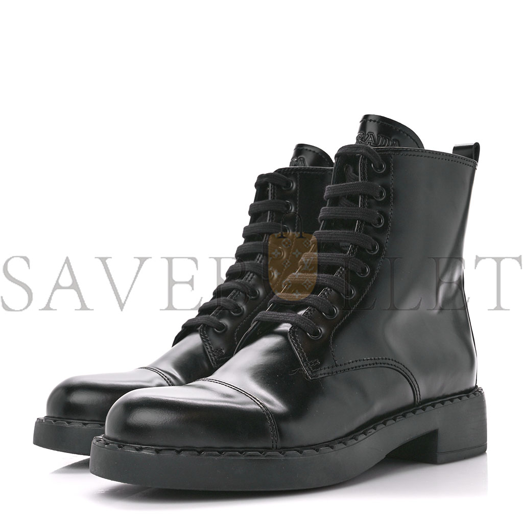 Pra*a spazzolato chocolate 50mm combat boots 40 black