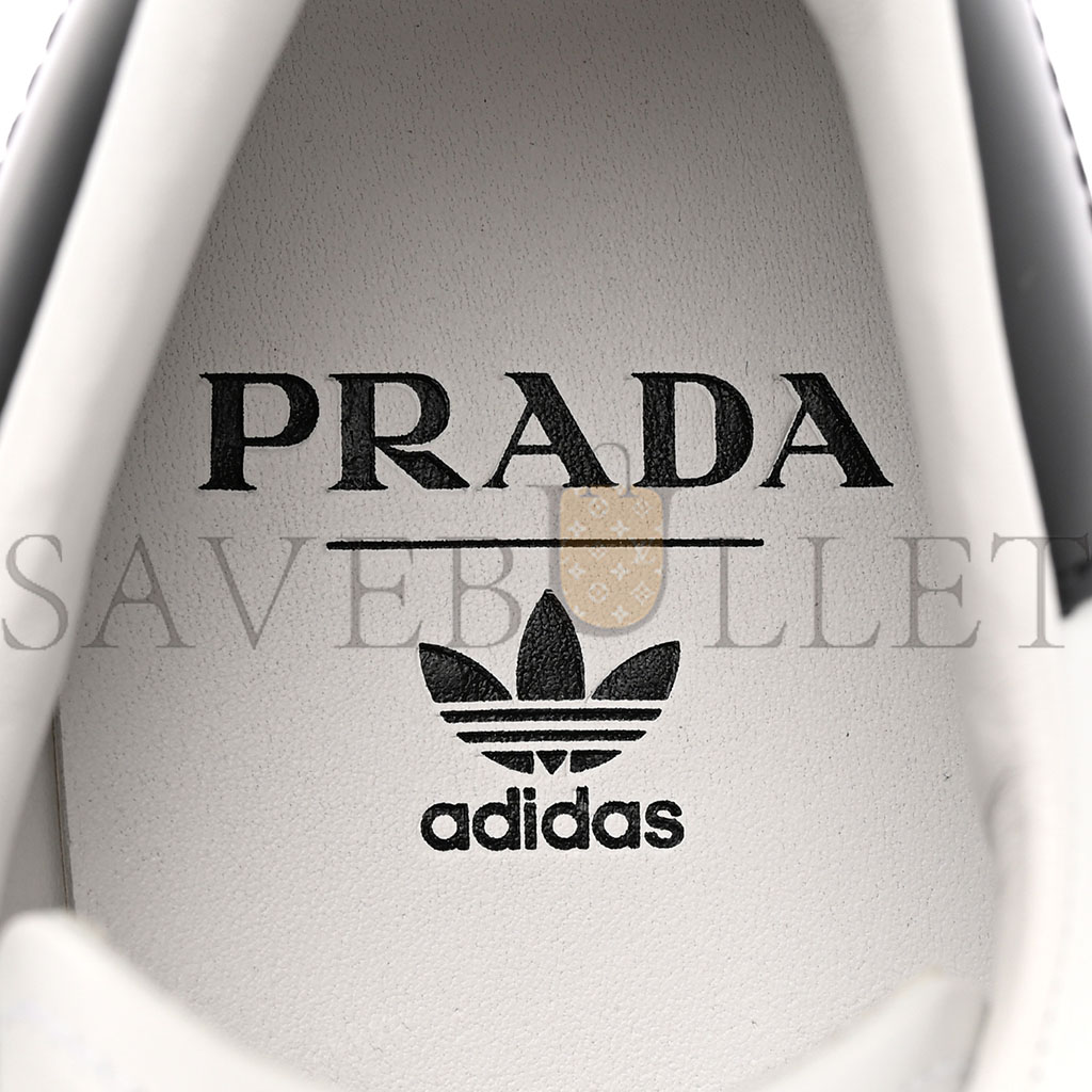 pra*a x Ad*s brushed calfskin logo mens superstar sneakers 7.5 white black