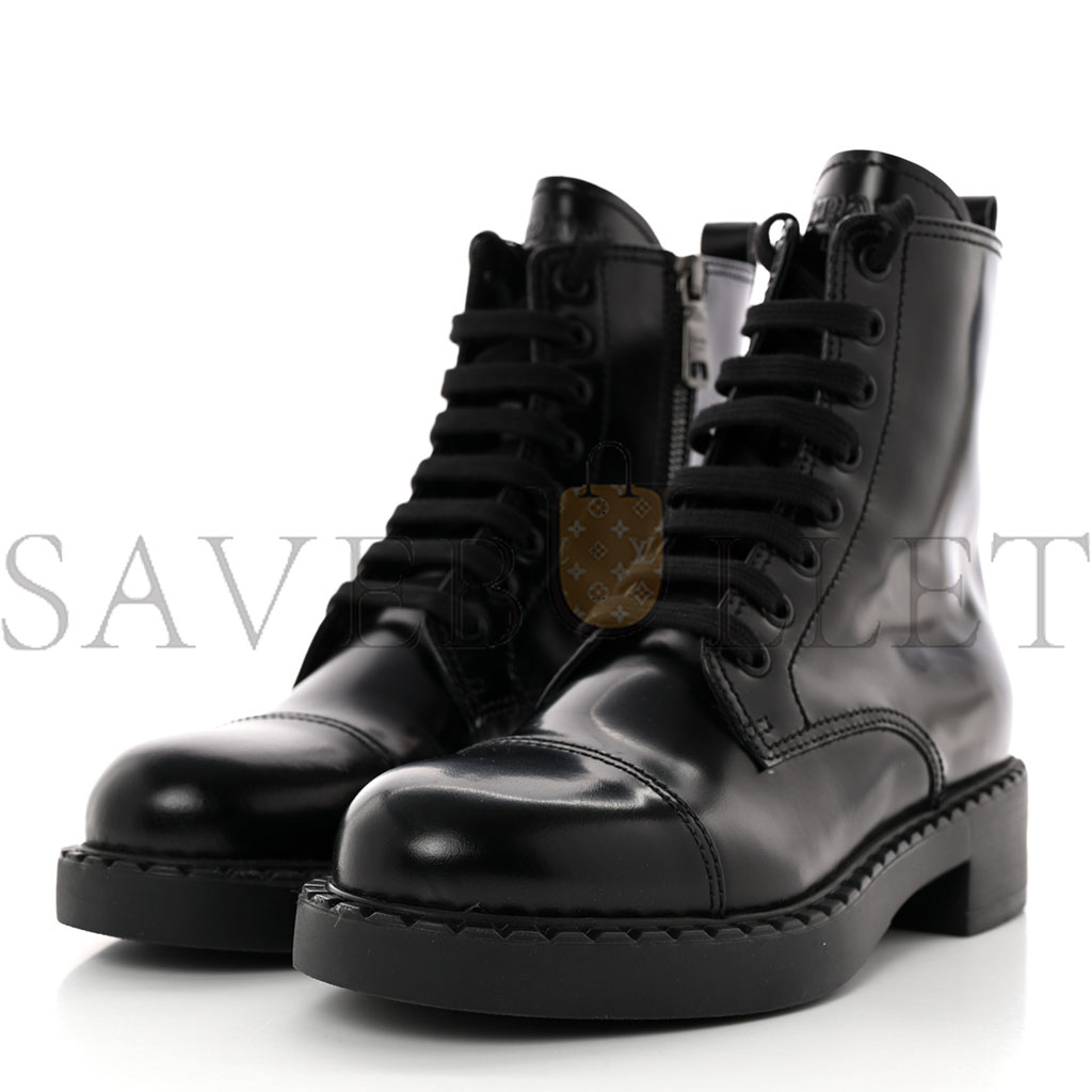 Pra*a spazzolato chocolate 50mm combat boots 36 black