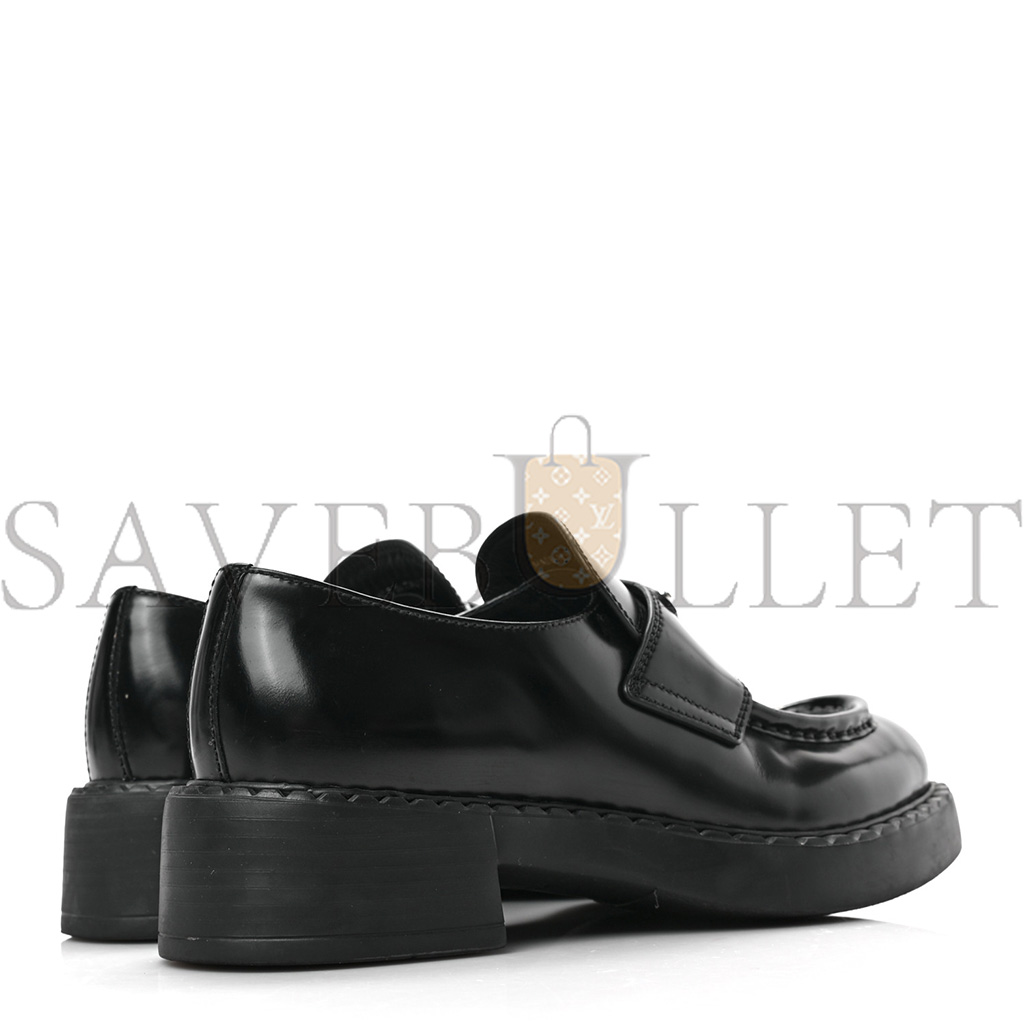 Pra*a spazzolato metal triangle logo 50mm loafers 36.5 black