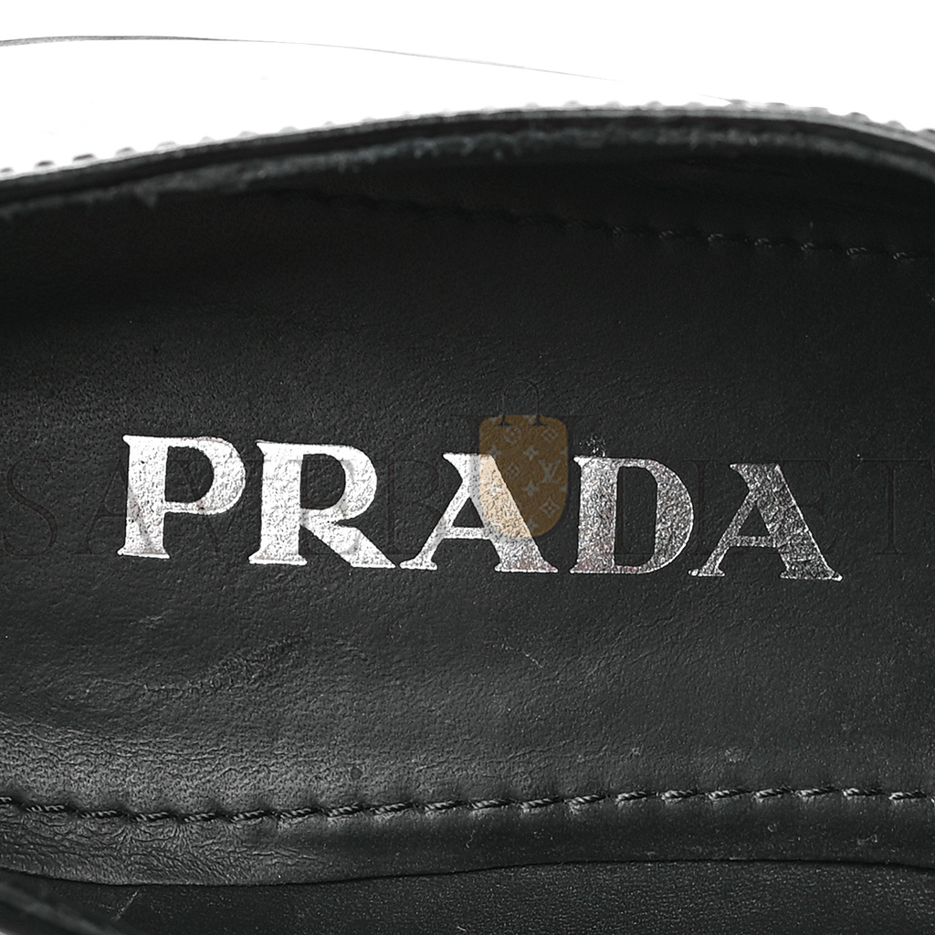 Pra*a spazzolato metal triangle logo 50mm loafers 36.5 black