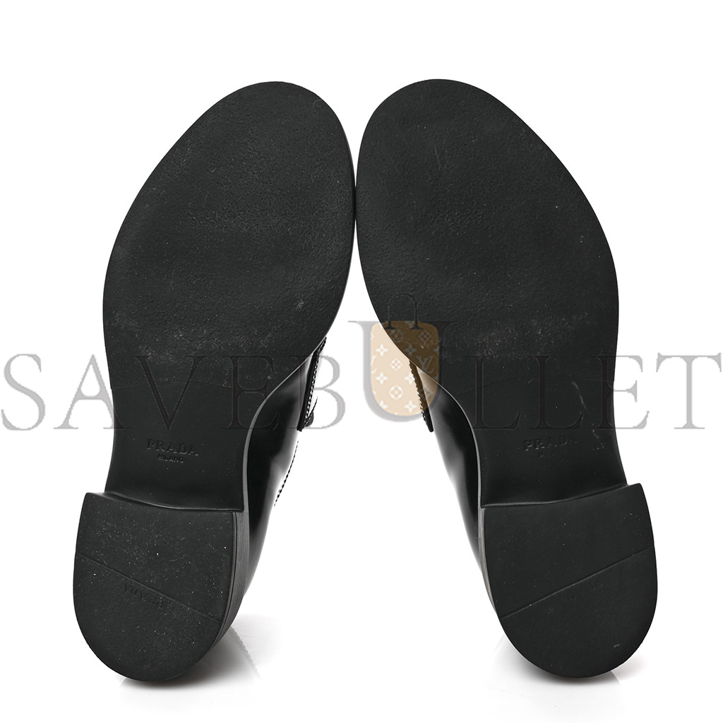 Pra*a spazzolato metal triangle logo 50mm loafers 36.5 black