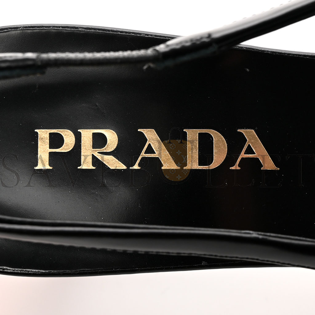 Pra*a spazzolato logo pointed toe 45mm slingback pumps 40 black