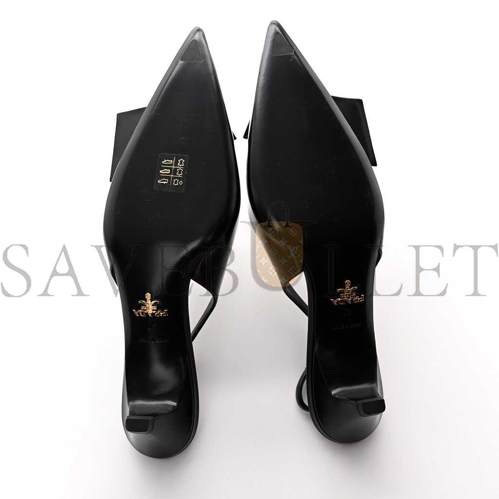 Pra*a spazzolato logo pointed toe 45mm slingback pumps 40 black