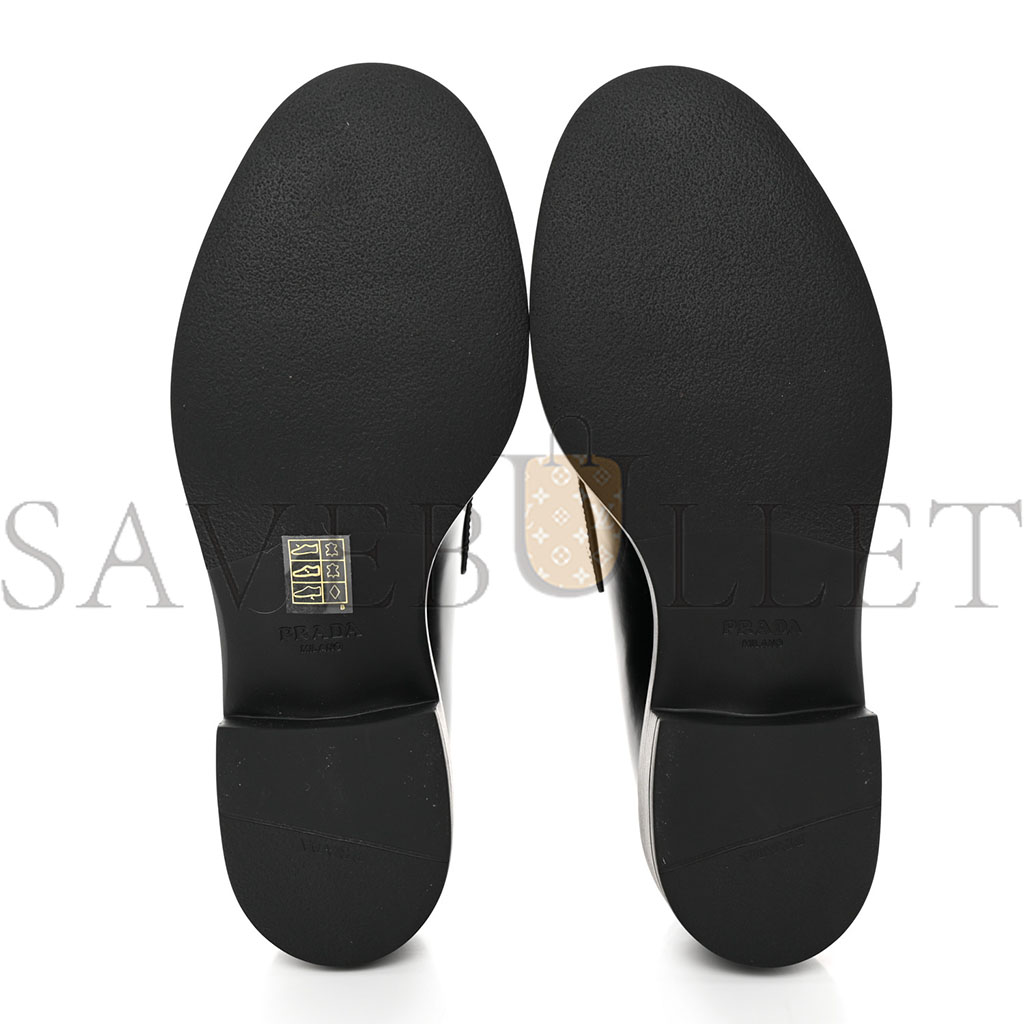 Pra*a spazzolato metal triangle logo 50mm loafers 37.5 black