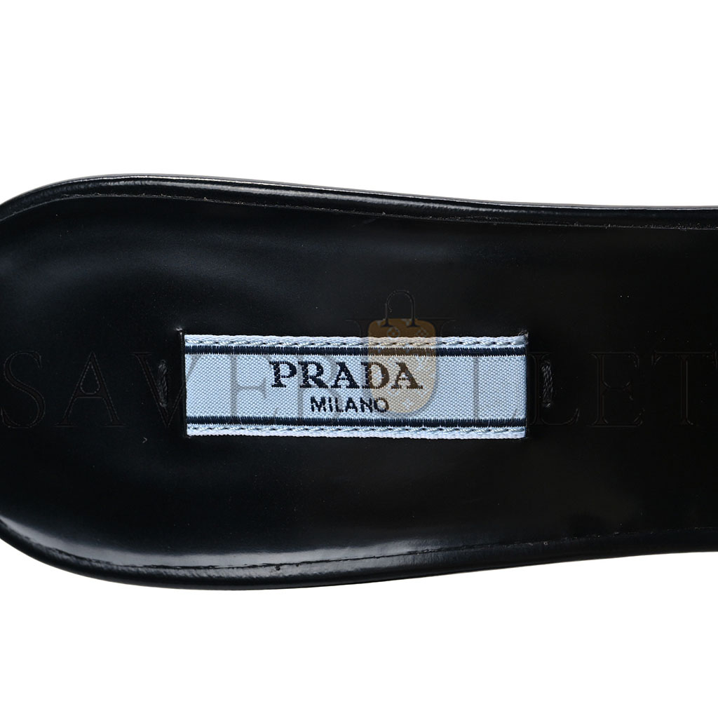 Pra*a spazzolato logo 75mm slide sandals 40 black