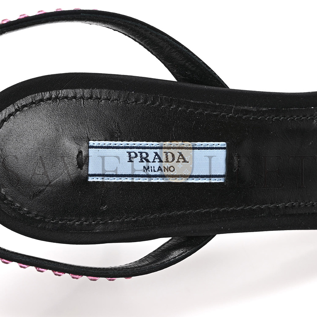 Pra*a suede crystal ankle strap 65mm sandals 40 rosa