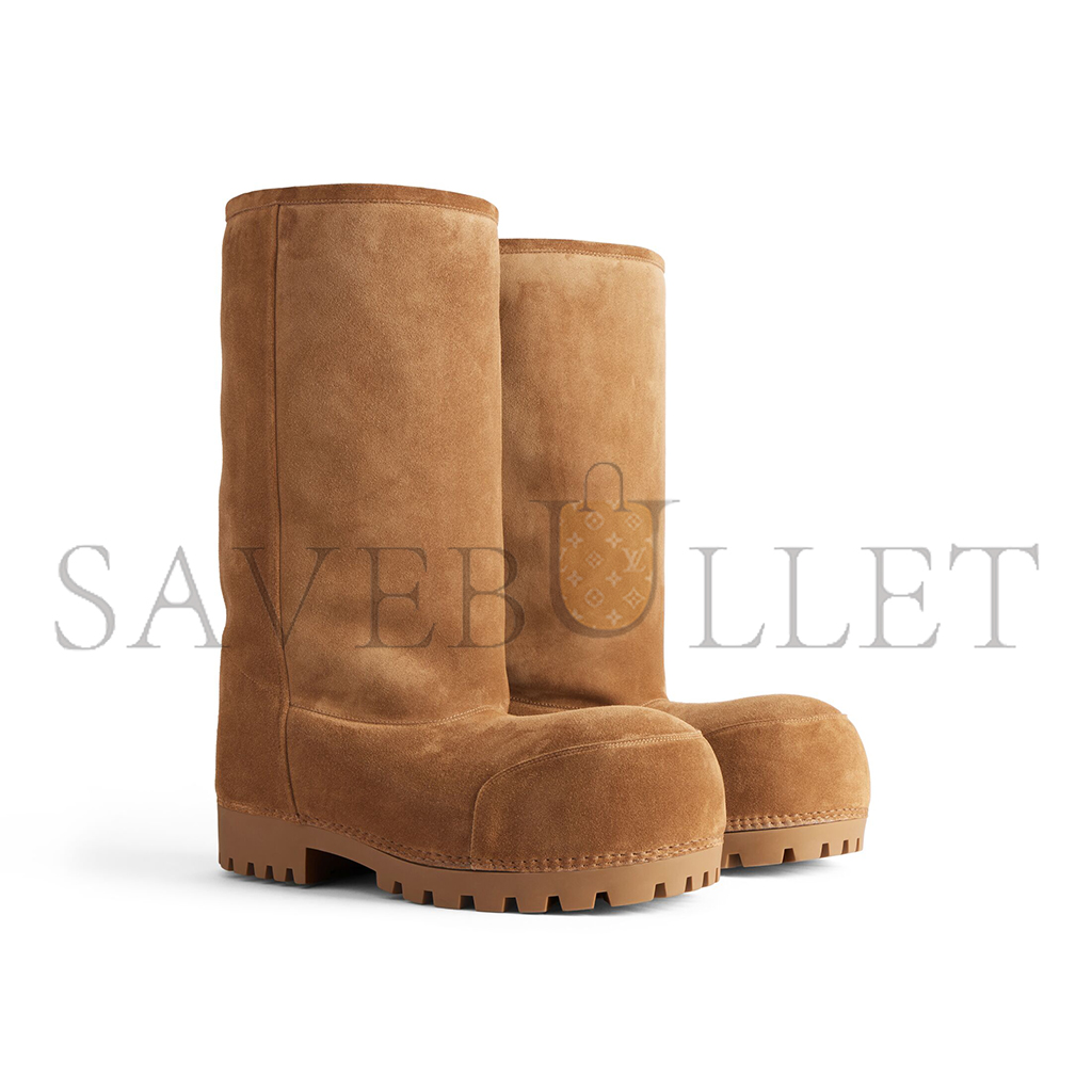 Ba*len*cia*ga alaska fur brown calfskin and white synthetic boots 802177wbfc12200