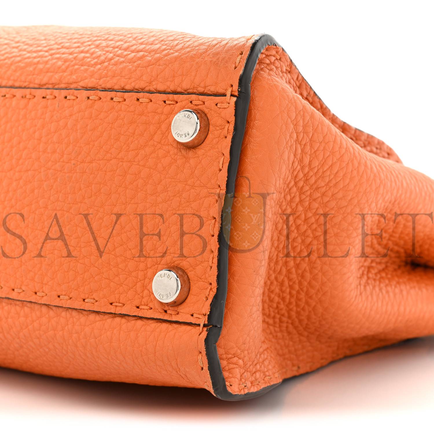 F**di cuoio romano selleria bi-color medium peekaboo iconic satchel orange stone (34*26*13cm)