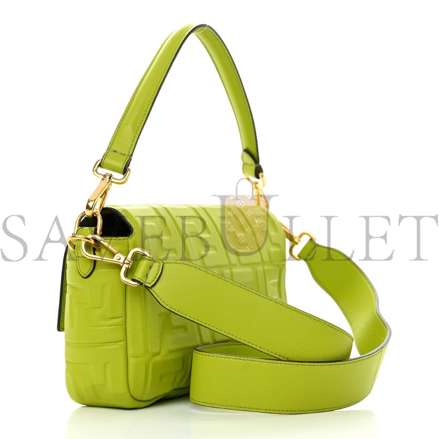 F**di nappa ff 1974 embossed baguette wasabi (26*15*5cm)