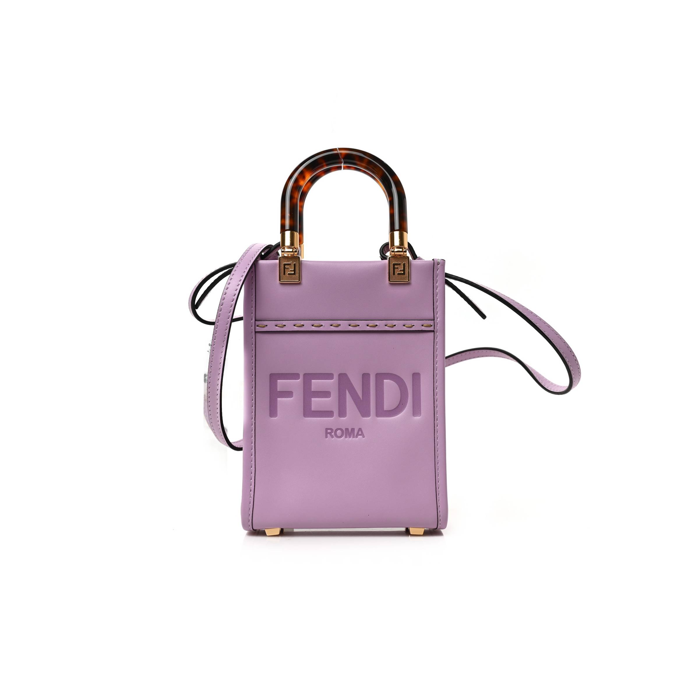 F**di vitello king plexiglass logo embossed mini F**di sunshine shopper tote lavanda (18*13*6cm)