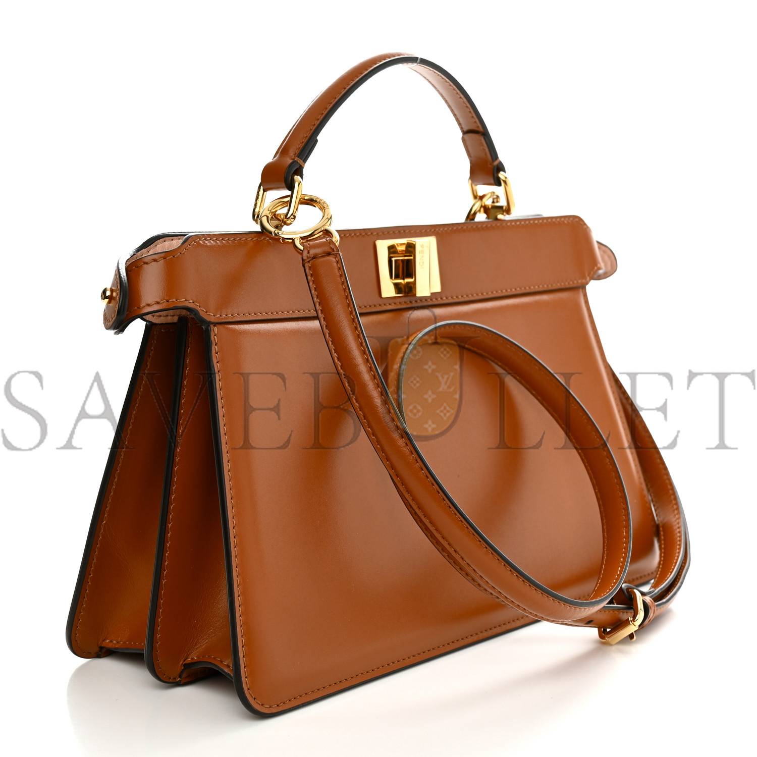 F**di vitello king luxor shiny nappa medium peekaboo i see u east west satchel brandy light rose (29*18*10cm)