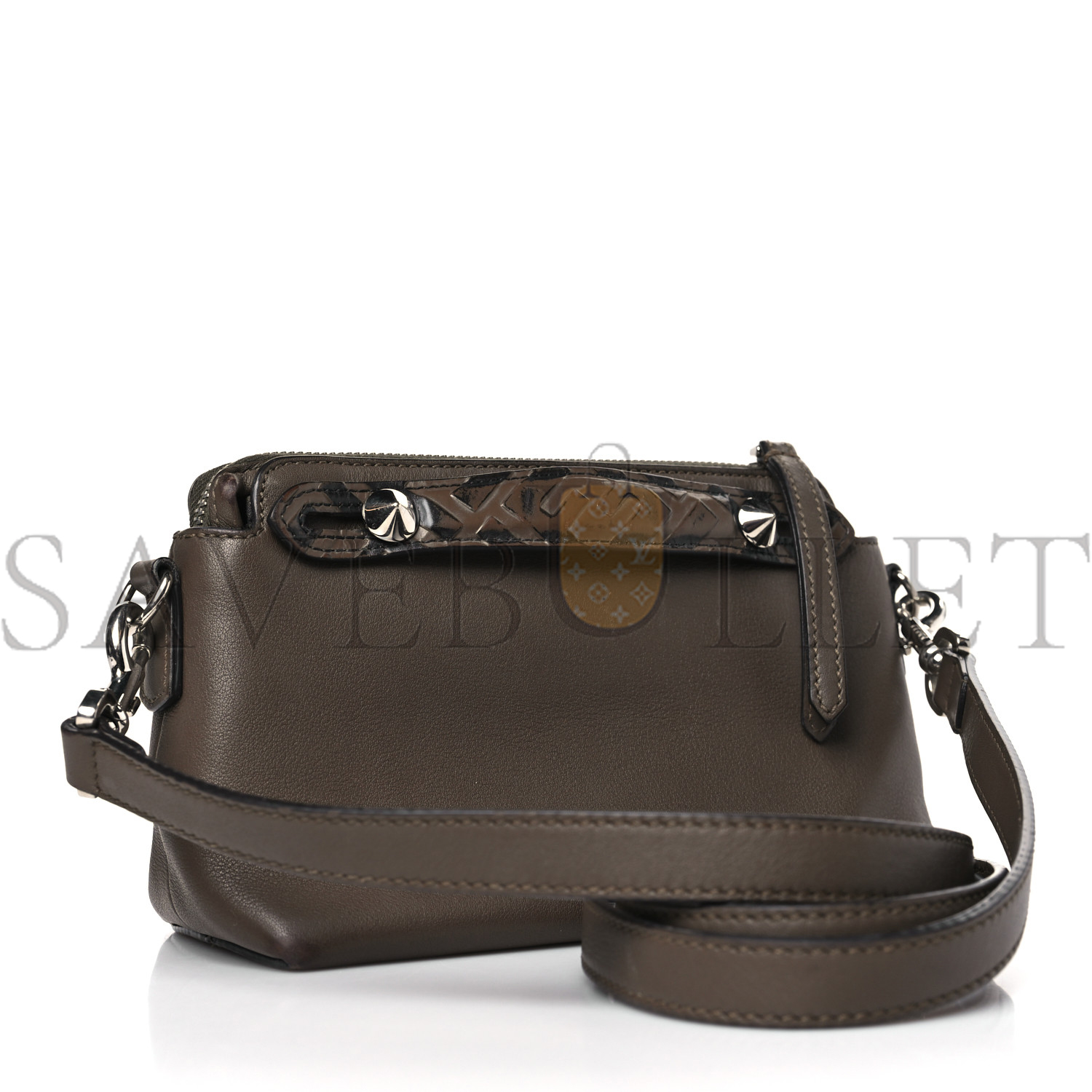 F**di vitello dolce bi-color ff 1974 embossed mini by the way boston bag maya black (22*14*10cm)