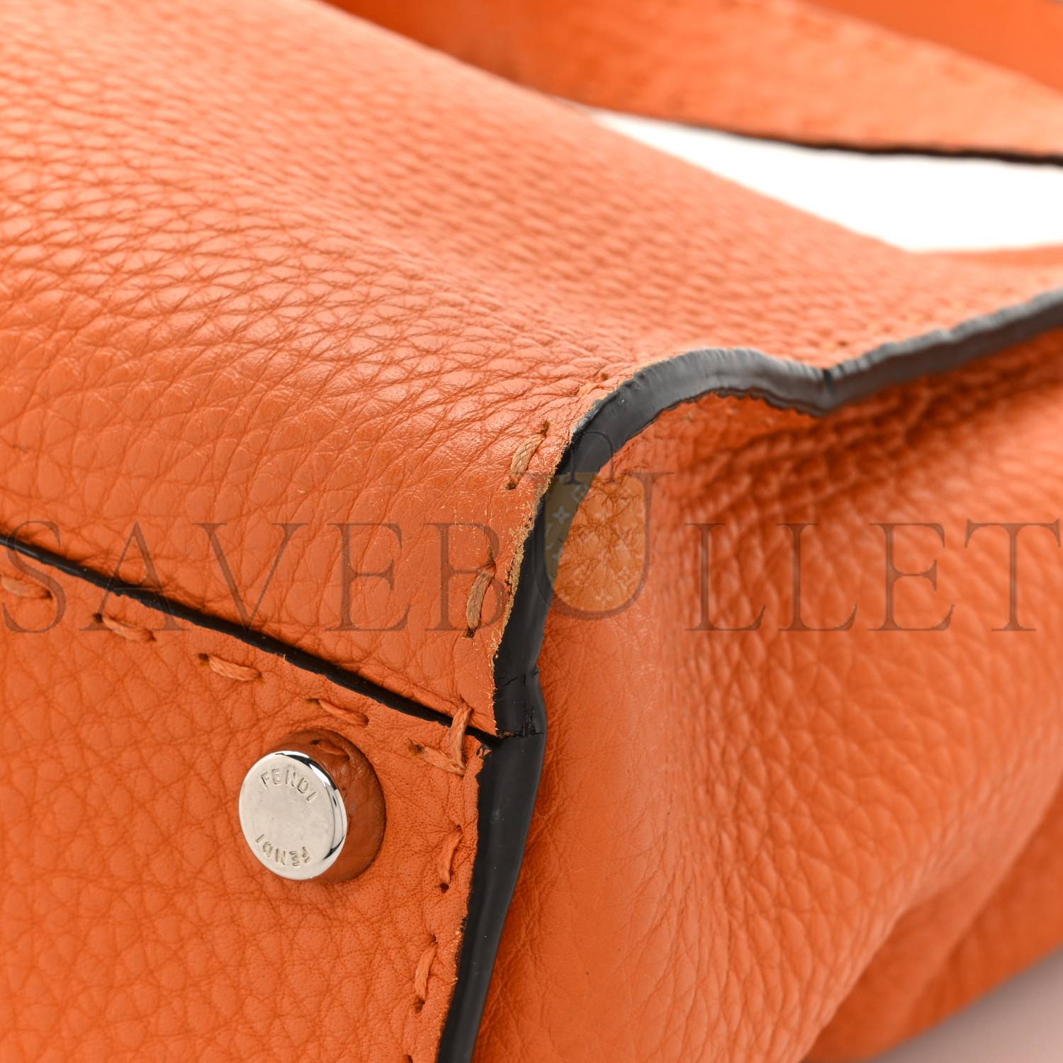 F**di cuoio romano selleria bi-color medium peekaboo iconic satchel orange stone (34*26*13cm)