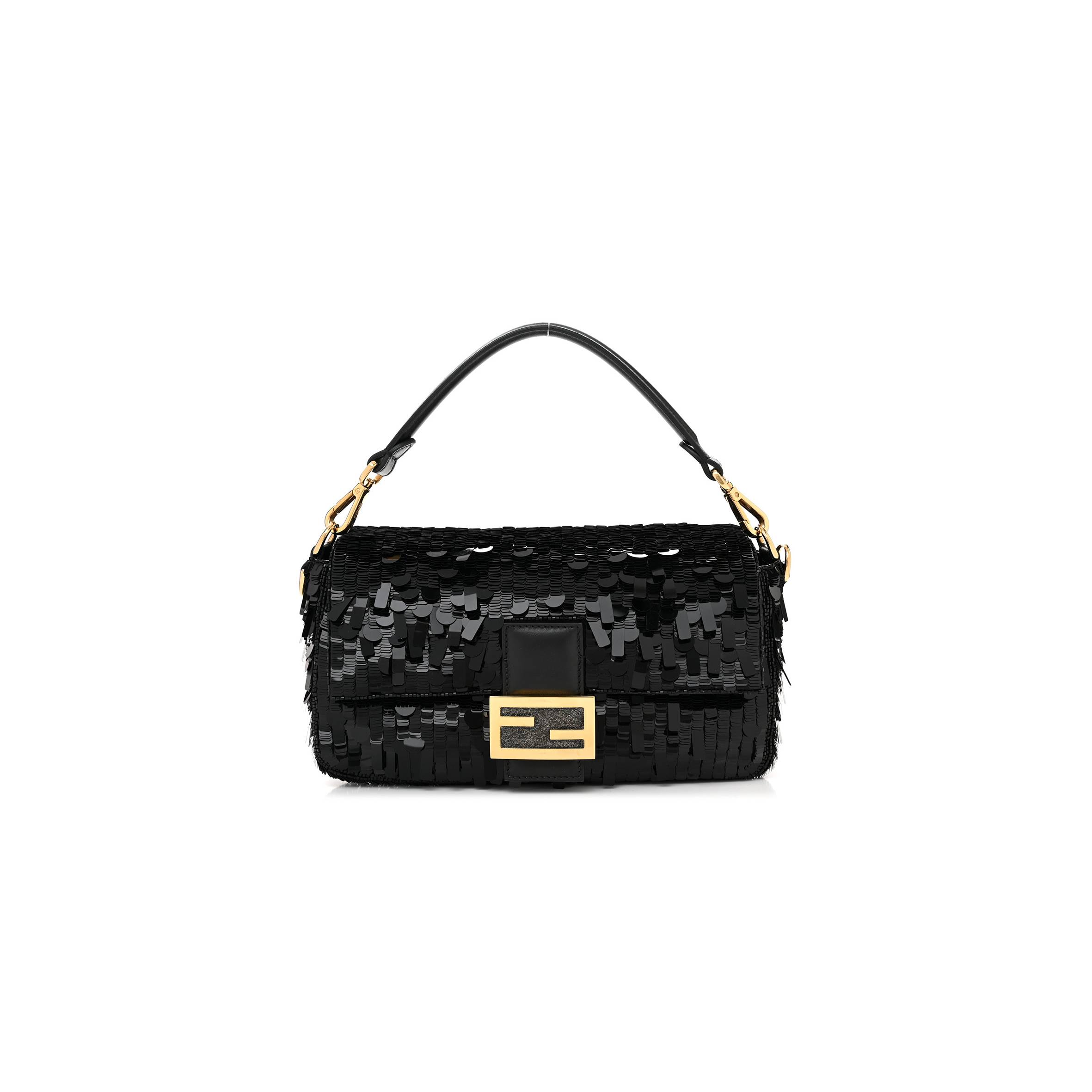 F**di sequin paillettes shiny nappa sex and the city baguette black (27*15*6cm)