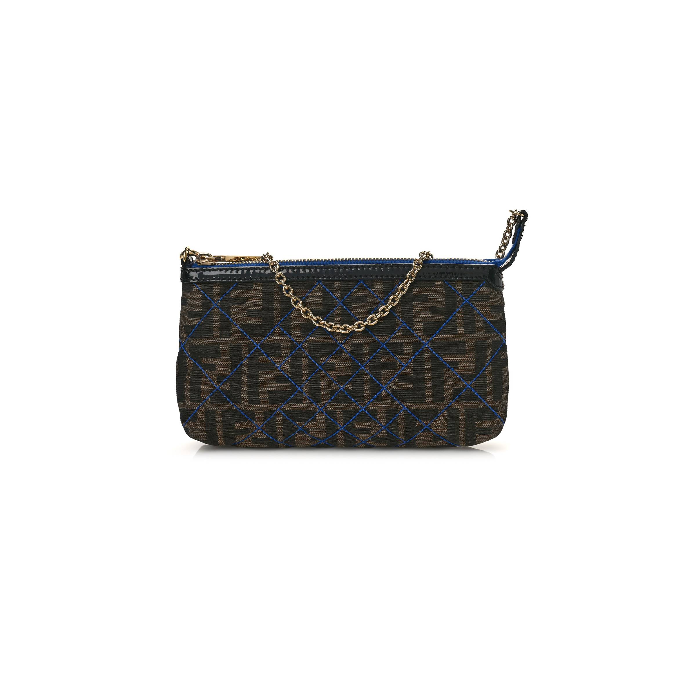 F**di zucca quilted pochette tobacco blue (20*11*4cm)