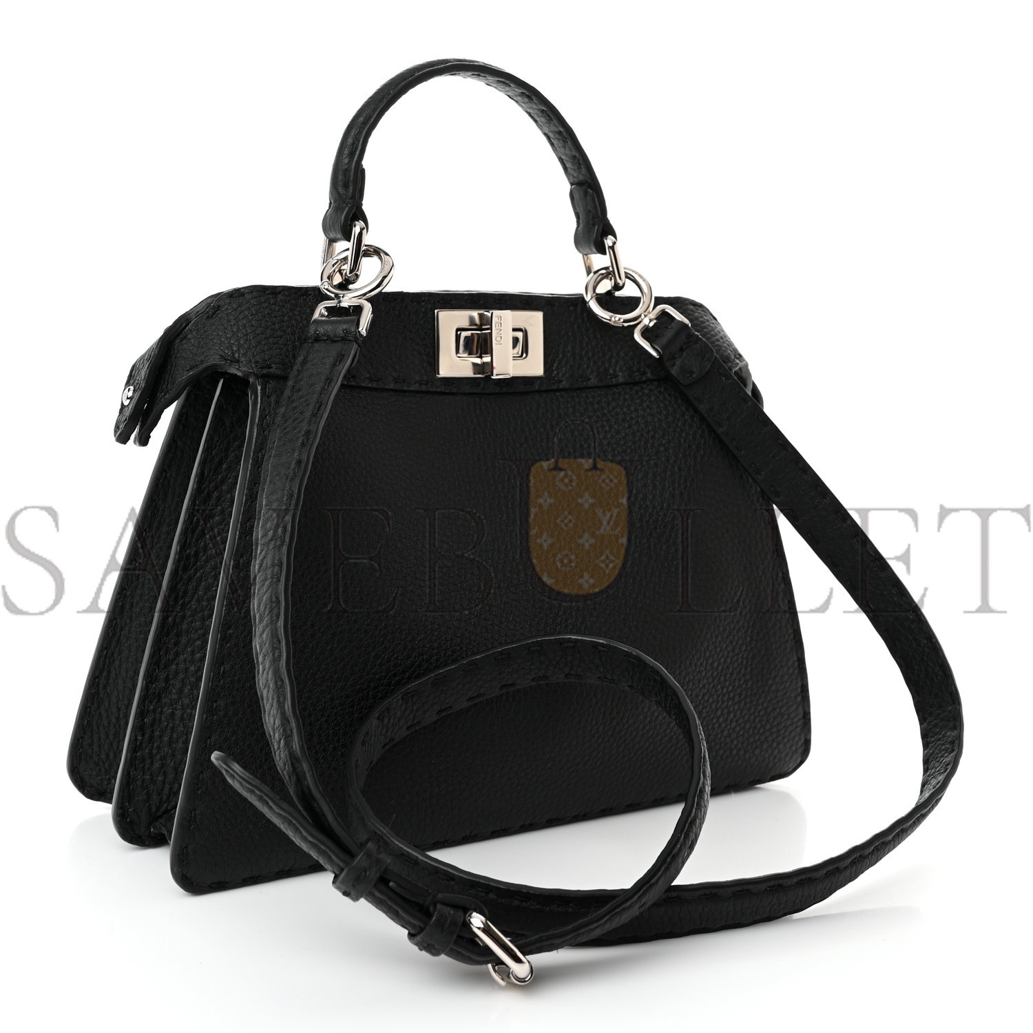 F**di cuoio romano selleria small peekaboo i see u satchel black camel sunflower (27*20*11cm)