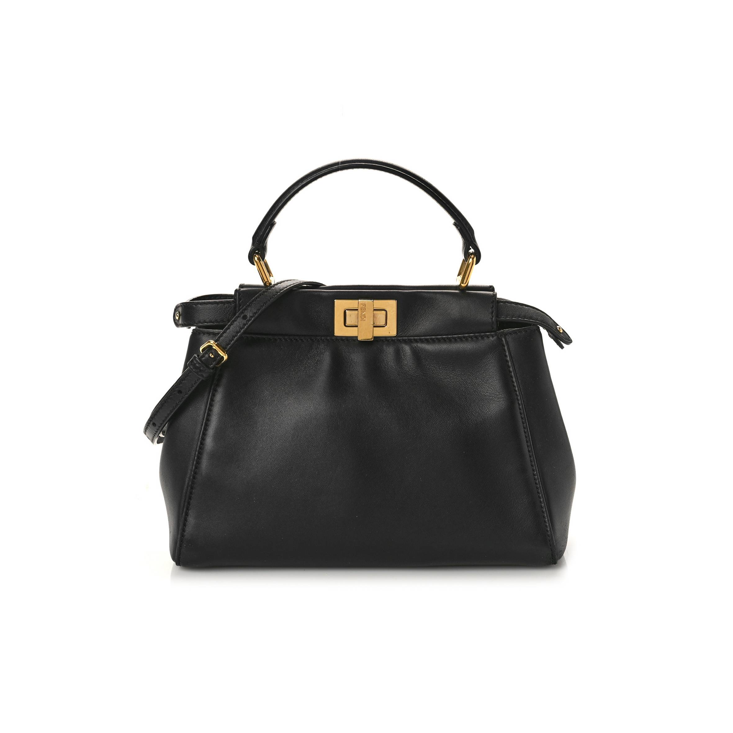 F**di nappa mini peekaboo iconic satchel black (23*17*11cm)