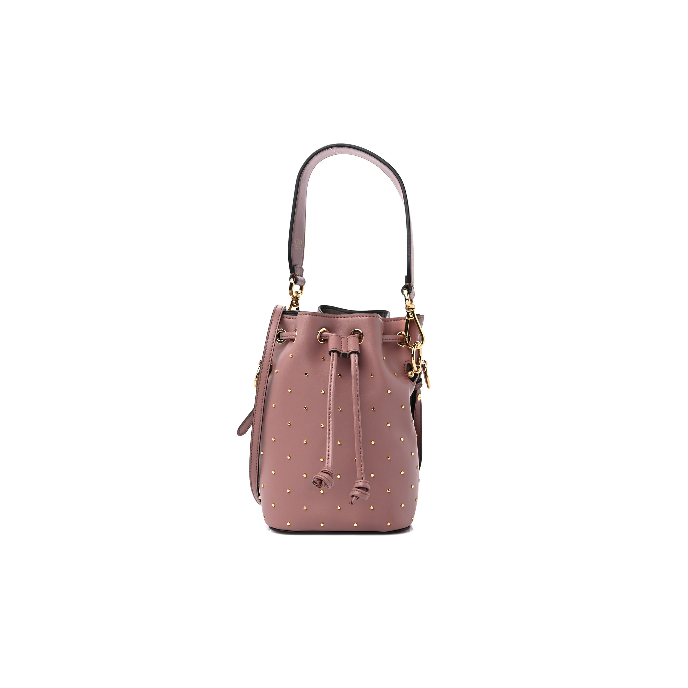 F**di vitello liberty f is F**di studded mini mon tresor bucket bag english rose (18*12*10cm)