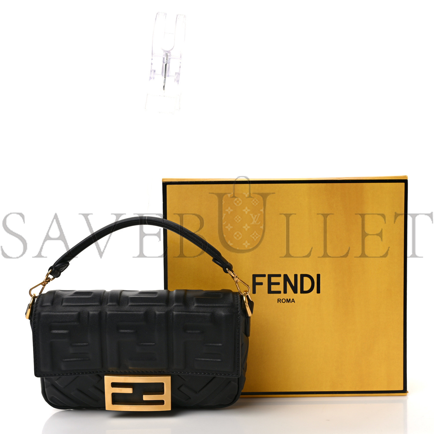 F**di nappa ff 1974 embossed mini baguette black (18*12*4cm)