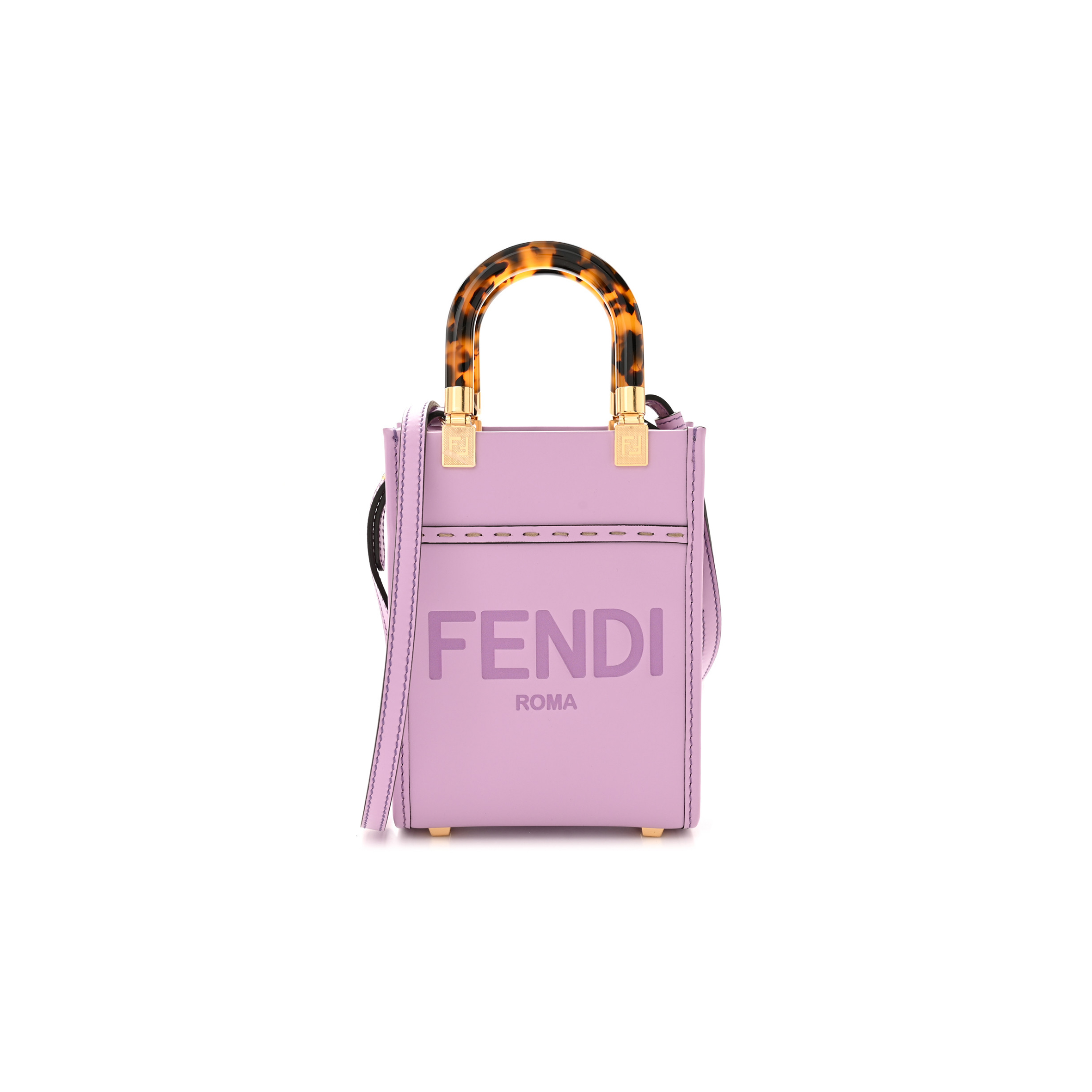 F**di vitello king plexiglass logo embossed mini F**di sunshine shopper tote lavanda (18*13*6cm)