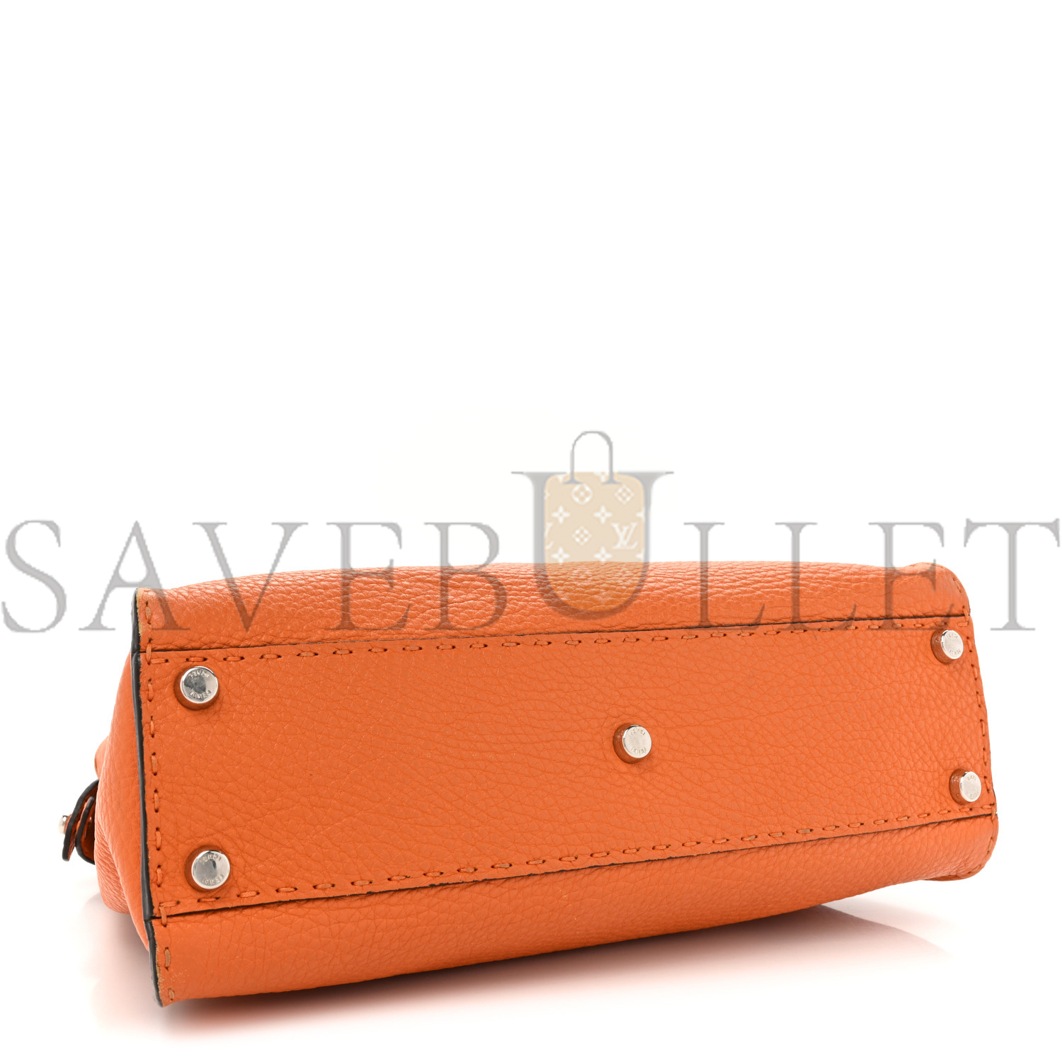 F**di cuoio romano selleria bi-color medium peekaboo iconic satchel orange stone (34*26*13cm)