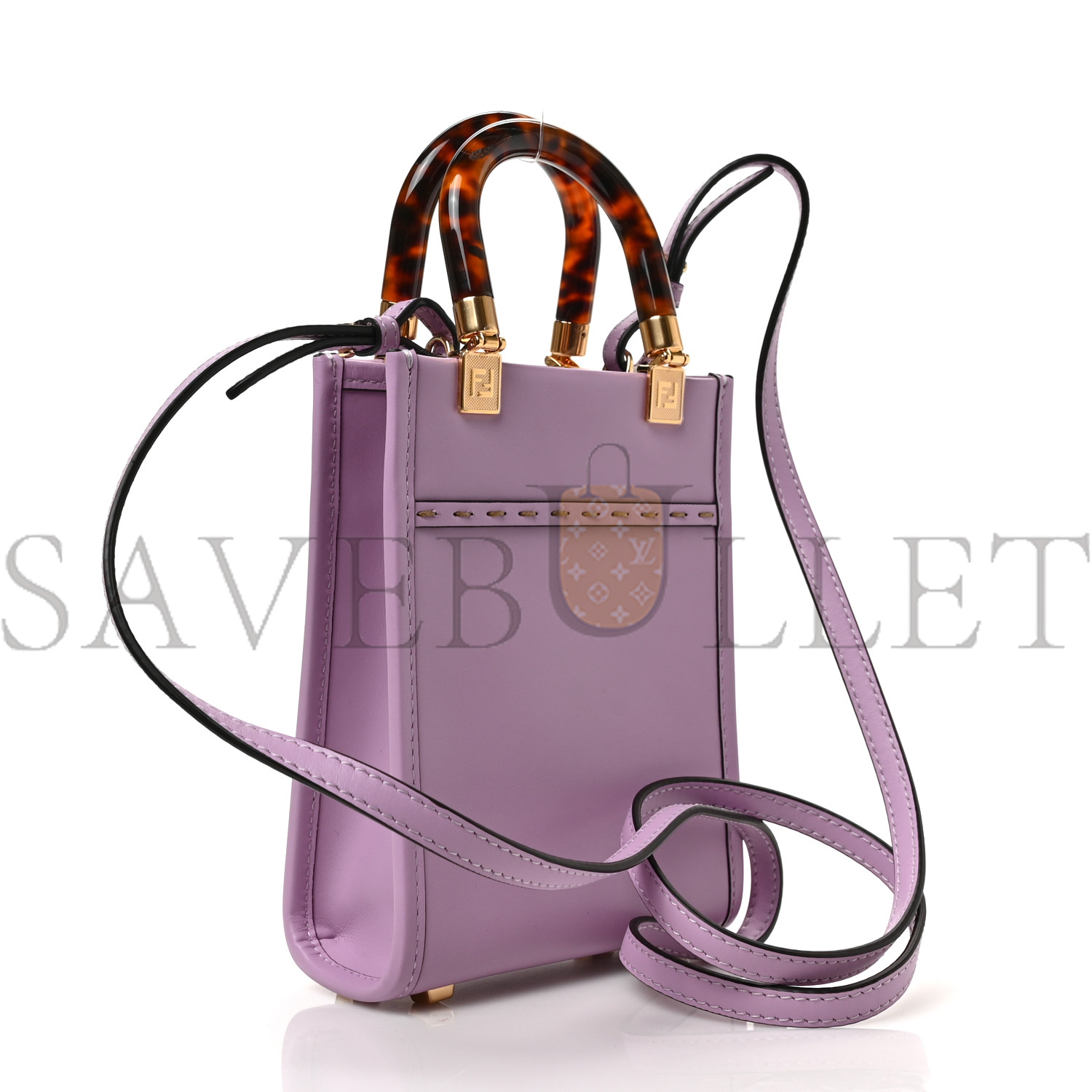 F**di vitello king plexiglass logo embossed mini F**di sunshine shopper tote lavanda (18*13*6cm)