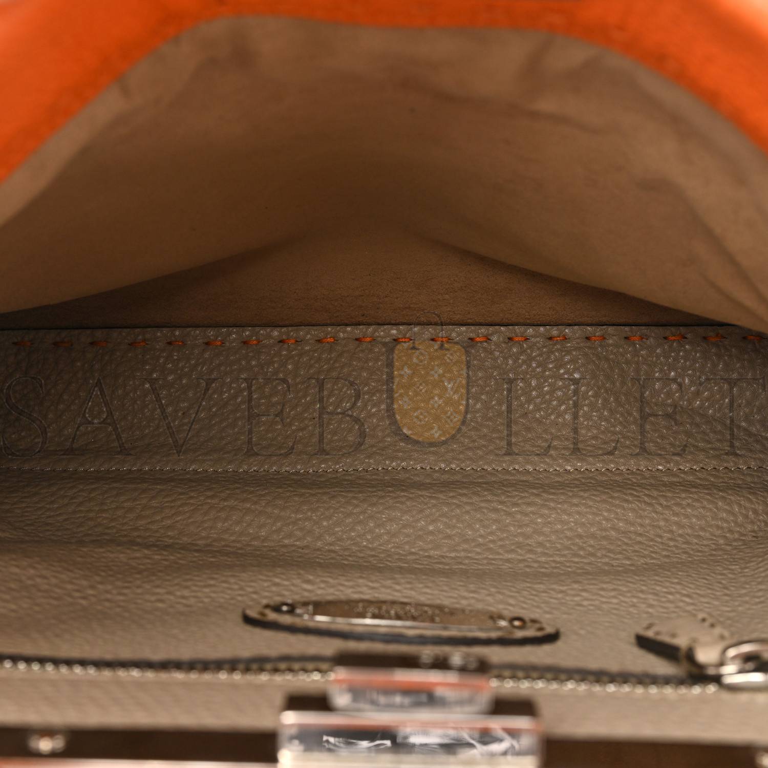 F**di cuoio romano selleria bi-color medium peekaboo iconic satchel orange stone (34*26*13cm)