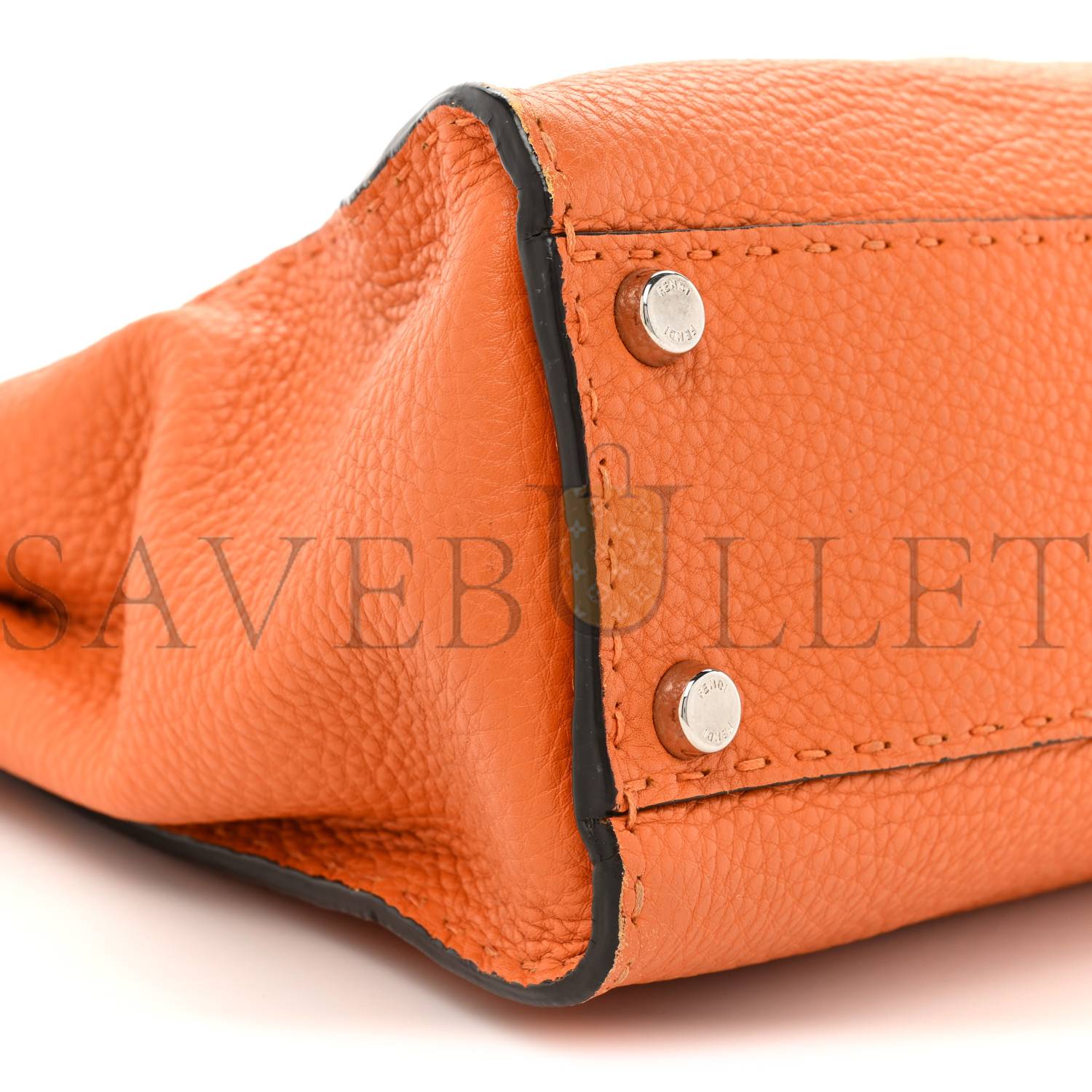 F**di cuoio romano selleria bi-color medium peekaboo iconic satchel orange stone (34*26*13cm)