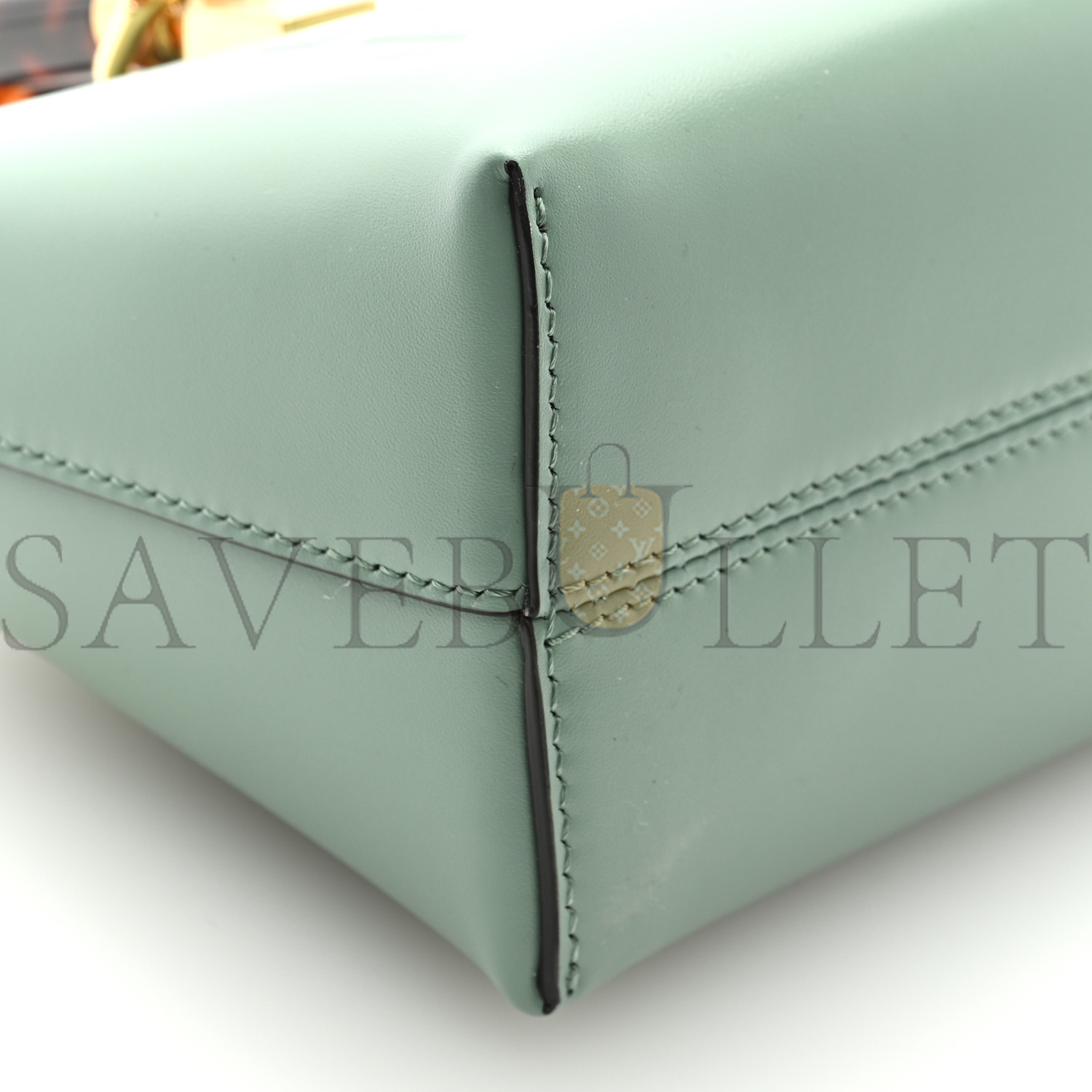 F**di vitello king plexiglass logo embossed mini by the way top handle boston bag menta (18*11*9cm)