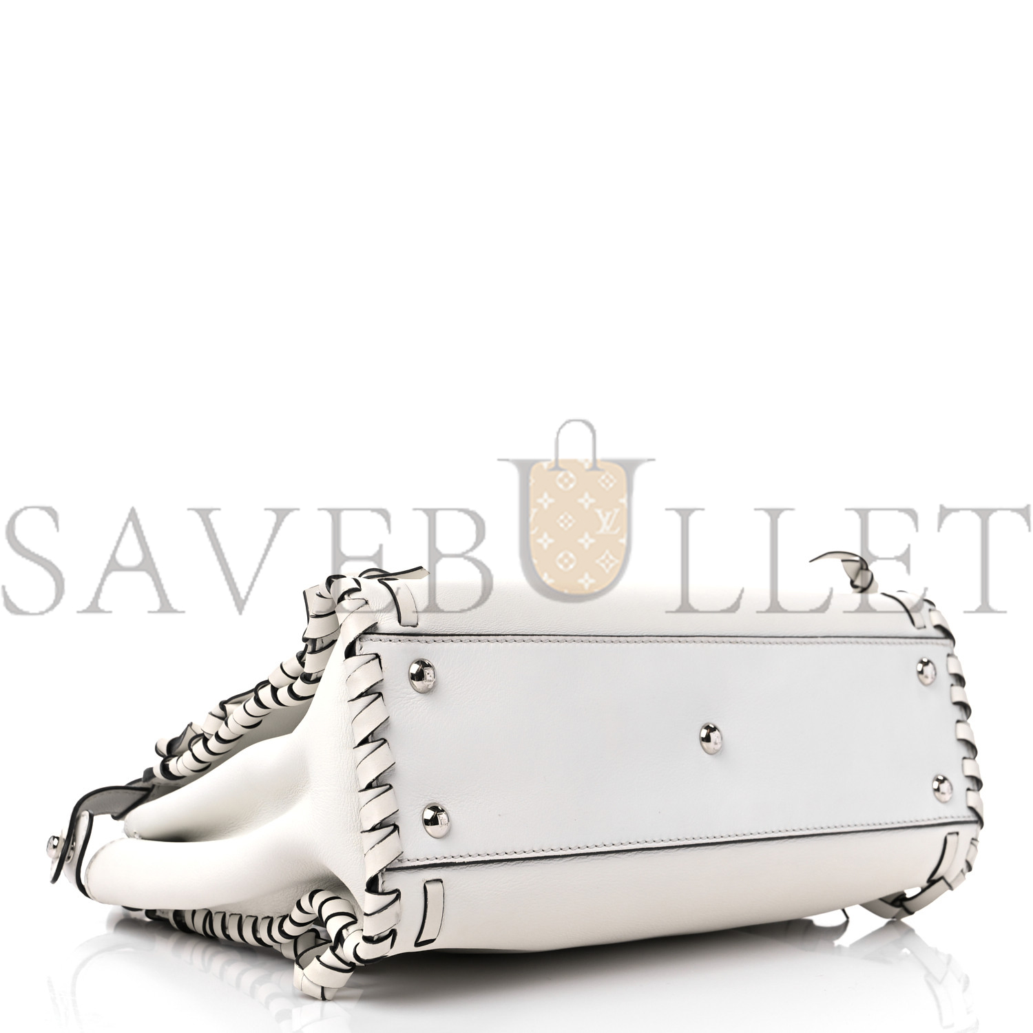 F**di vitello seta century nappa whipstitch medium peekaboo iconic satchel white (34*26*14cm)