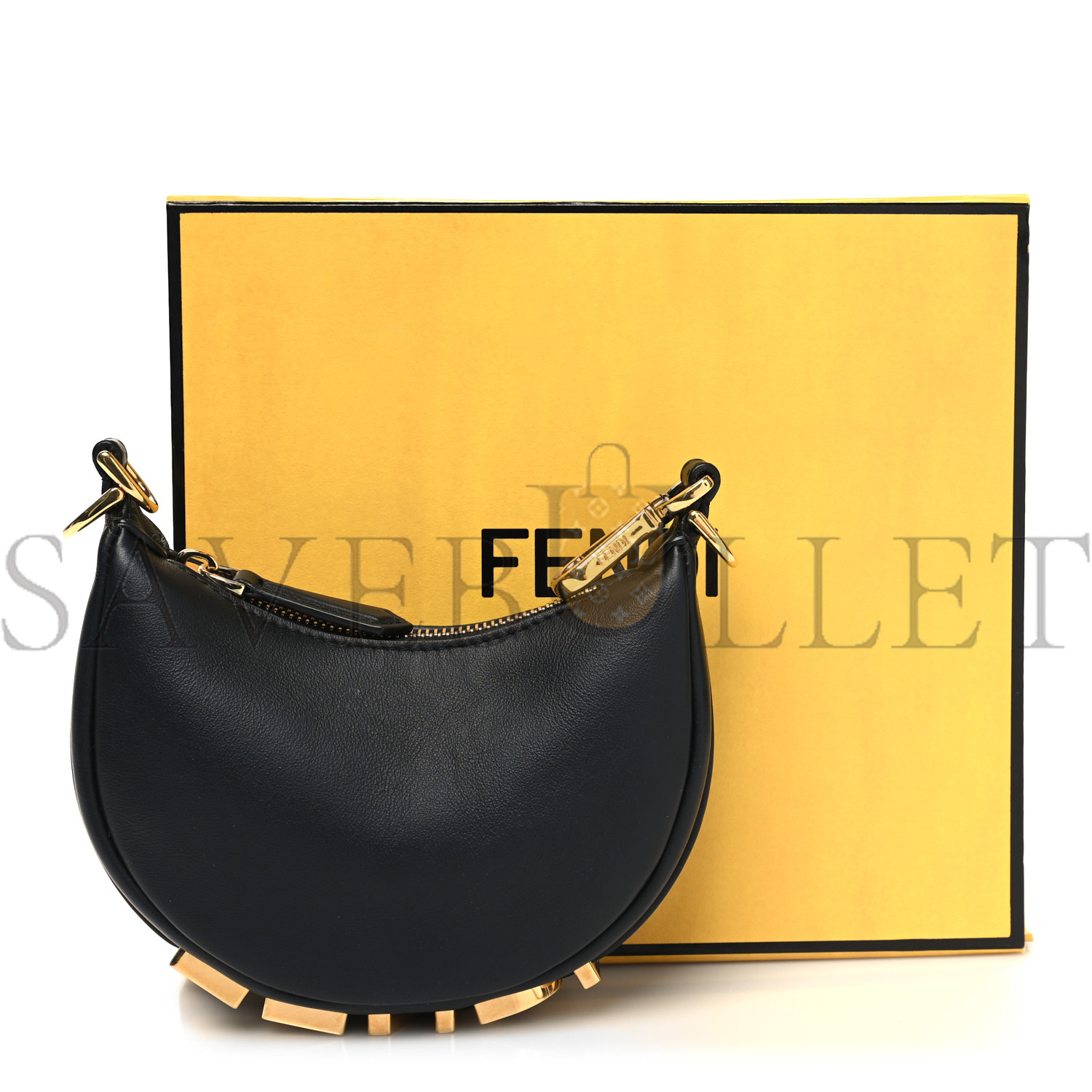 F**di vitello grace matte nano F**digraphy hobo charm black (15*10*5cm)