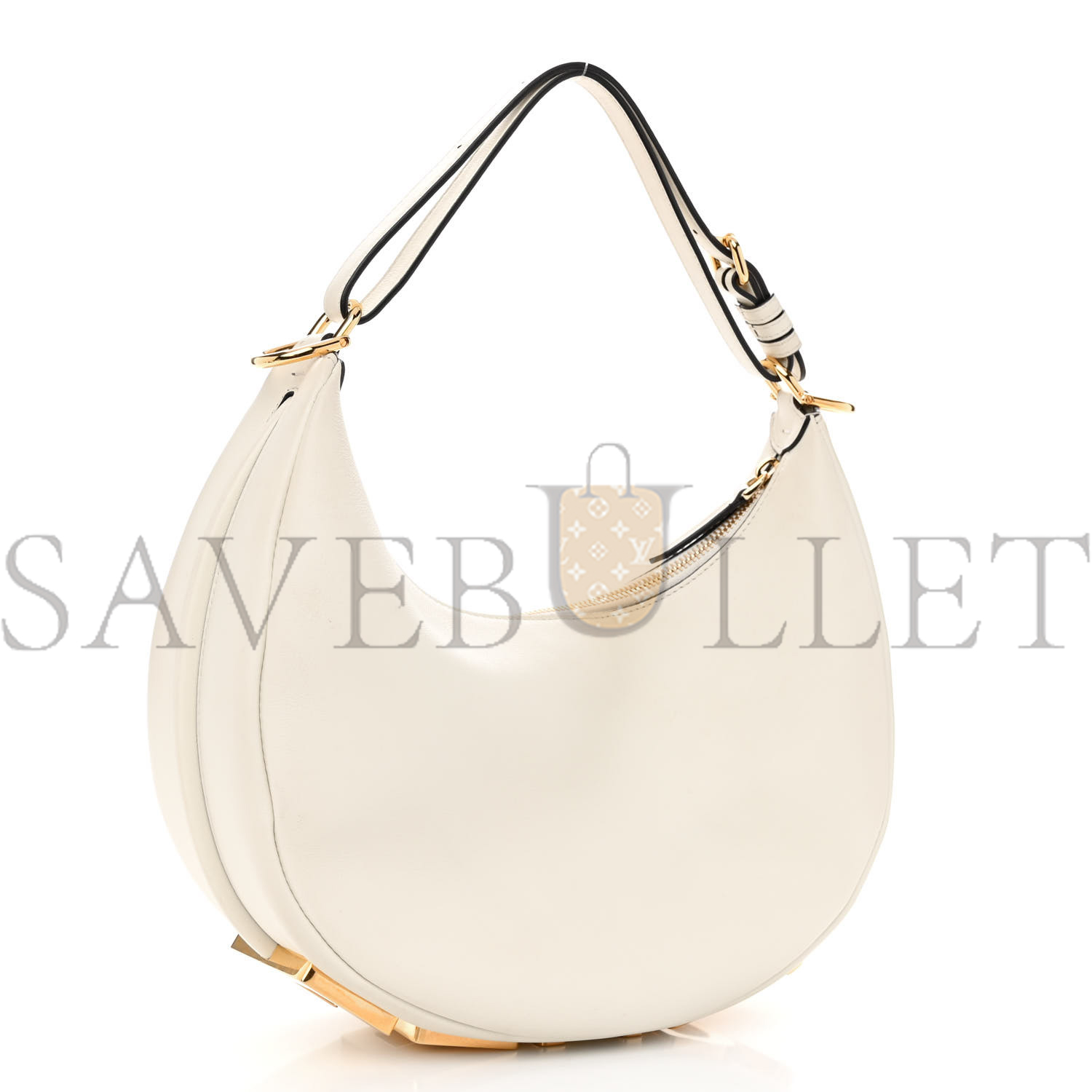 F**di vitello grace matte small F**digraphy hobo bag white ice (28*21*8cm)