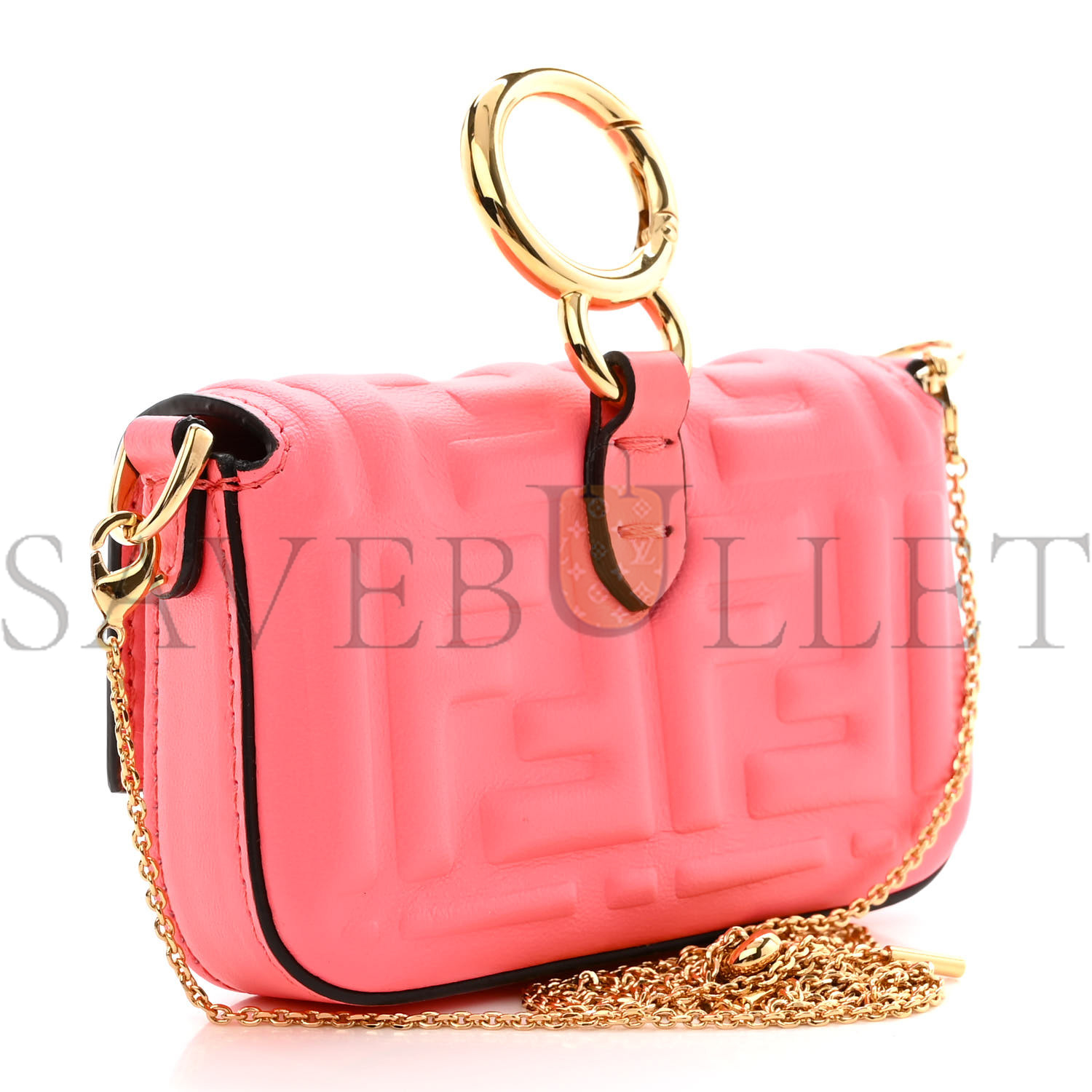 F**di nappa matisse ff embossed nano maxi buckle baguette charm pink dalia (11*7*3cm)