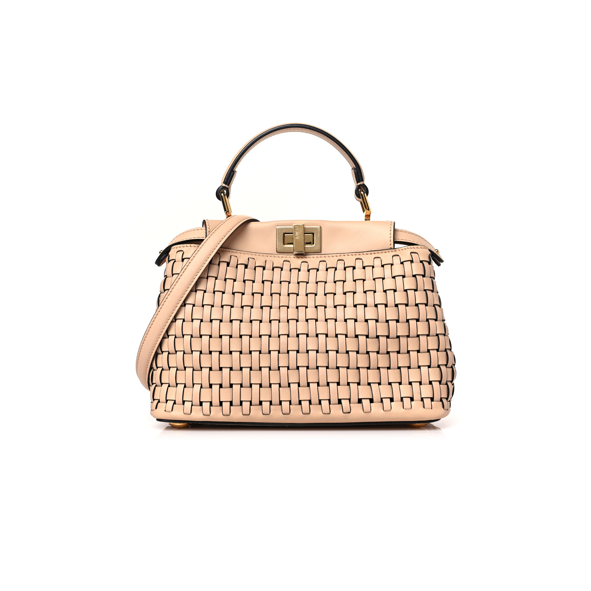 F**di vitello grace intreccio mini peekaboo iconic satchel light rose (23*18*10cm)