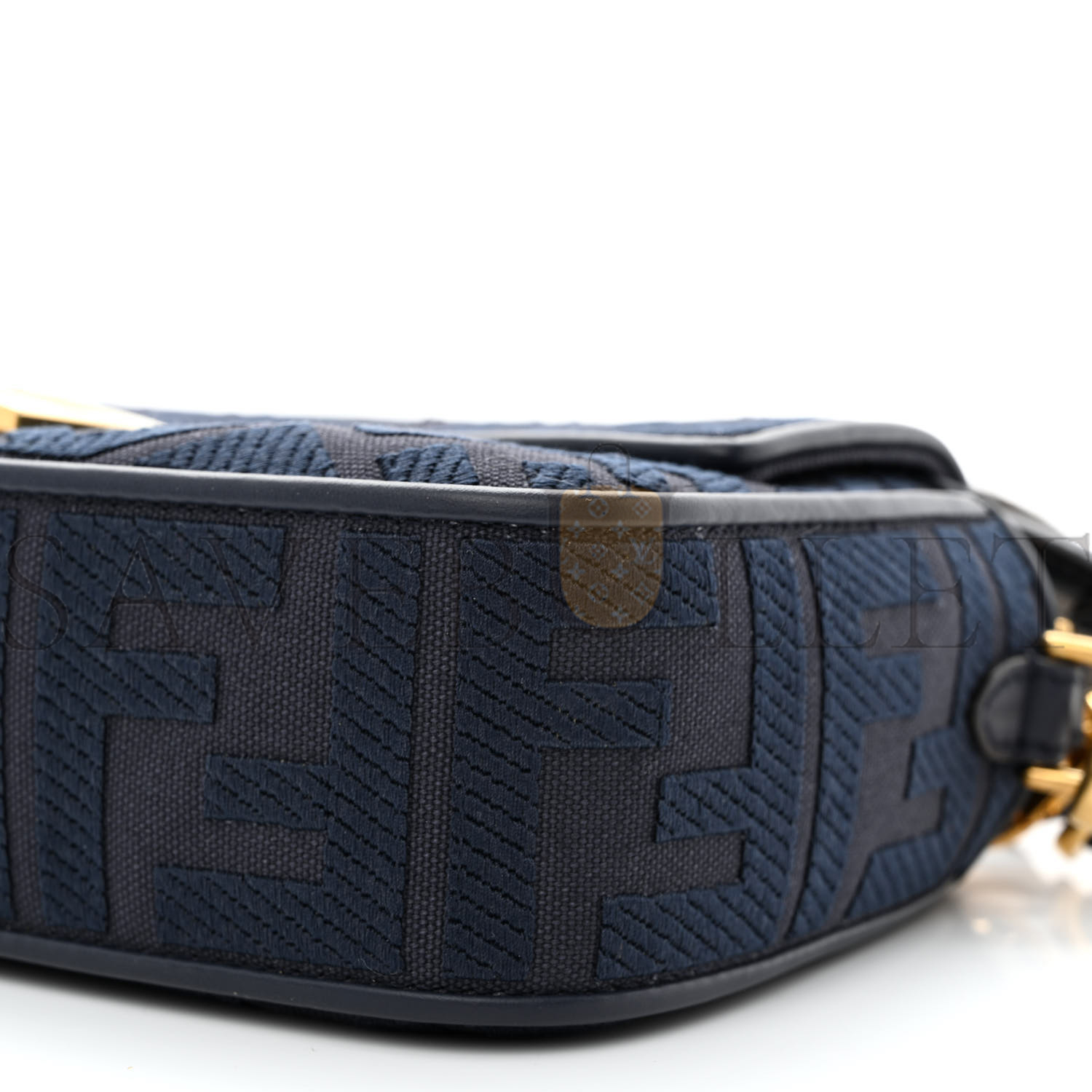 F**di canvas vitello king bi-color strap ff embroidered baguette midnight (27*16*6cm)