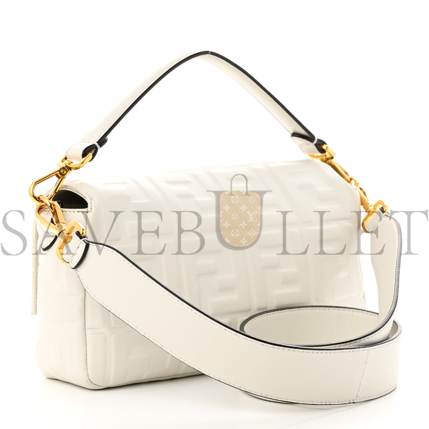 F**di nappa ff 1974 embossed baguette white (26*15*6cm)