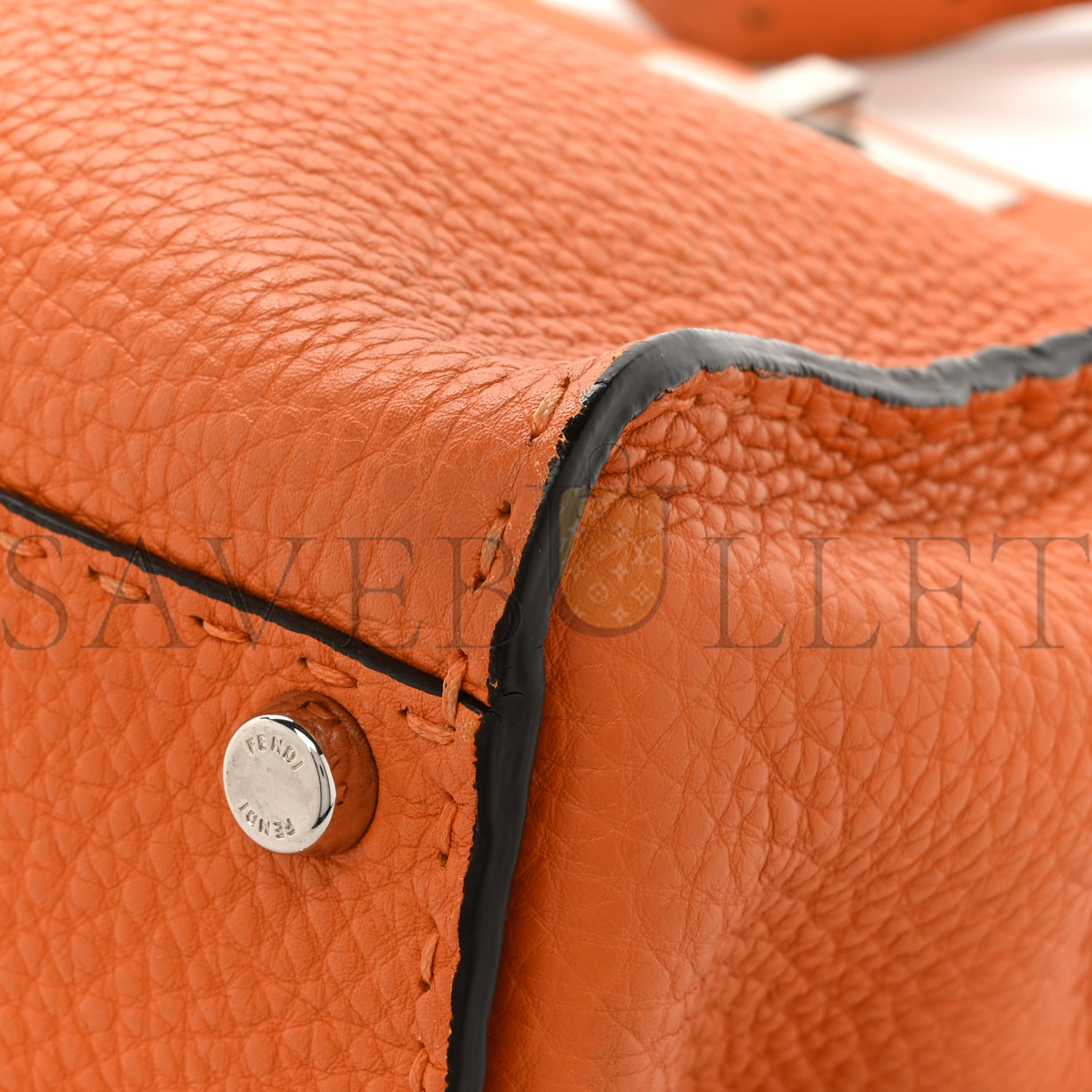 F**di cuoio romano selleria bi-color medium peekaboo iconic satchel orange stone (34*26*13cm)