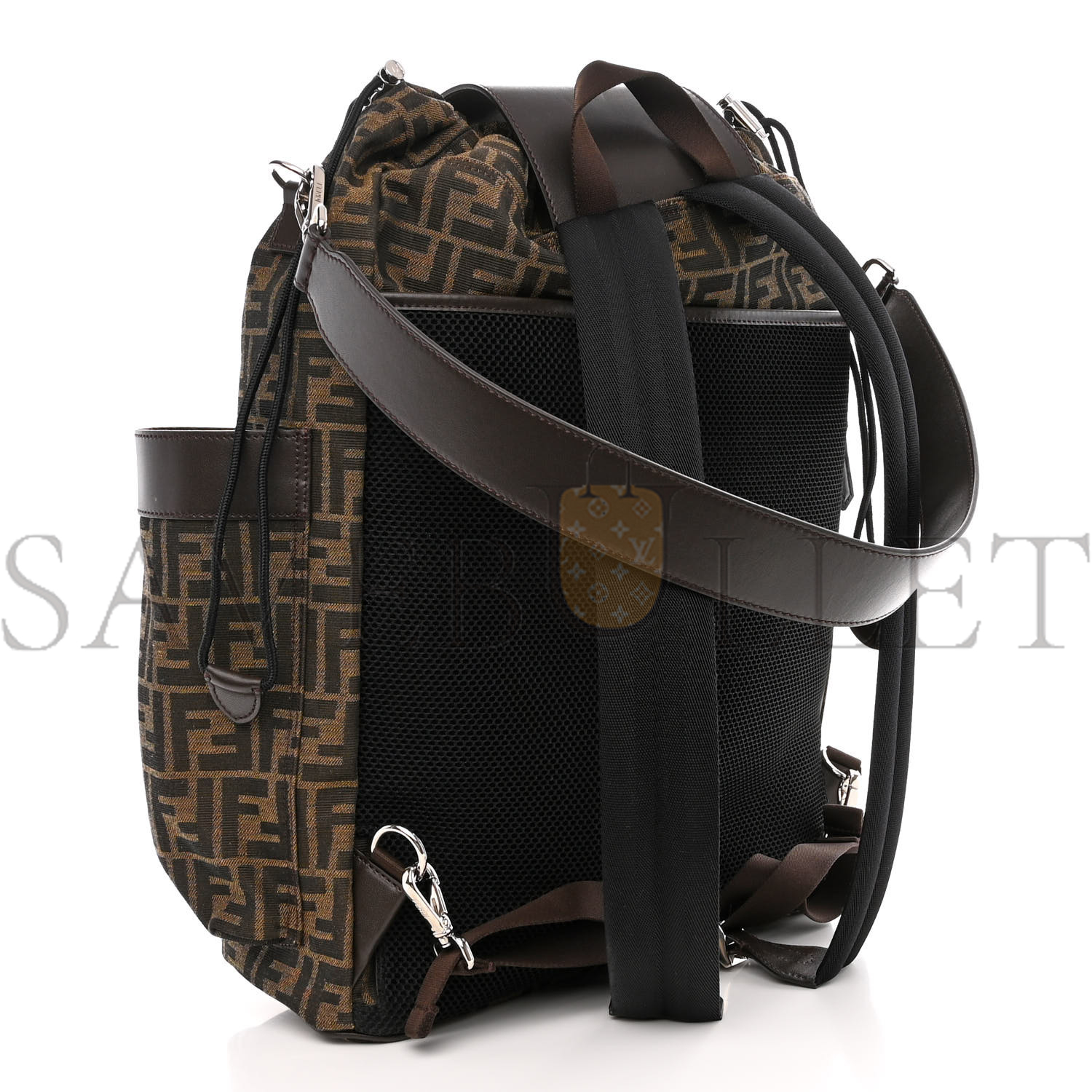 F**di recycled fabric jacquard vitello astro ff 1974 large F**di strike backpack tobacco moro ebano (46*34*15cm)