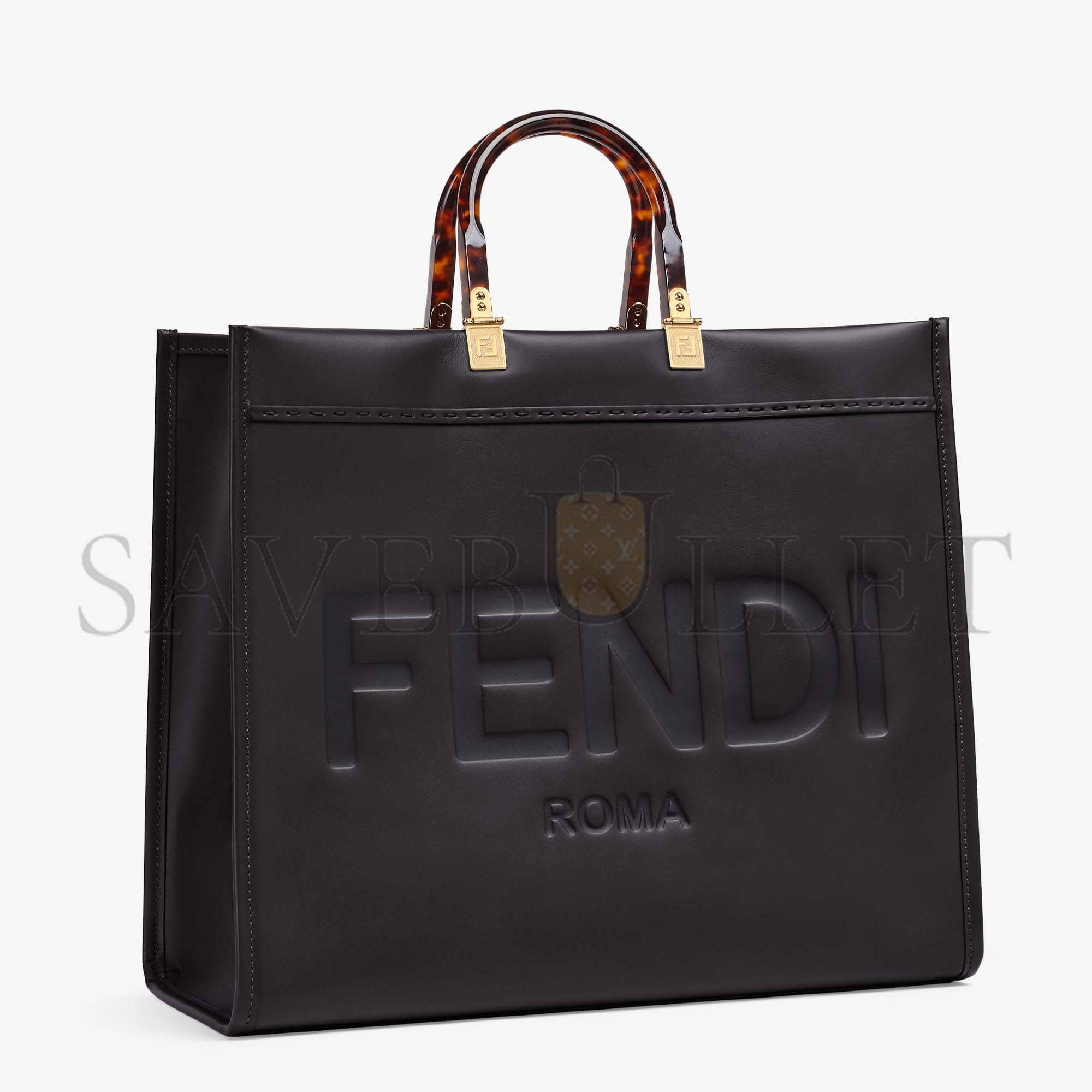 F**di large F**di sunshine - black leather shopper 8bh372abvlf0kur (40.5*35*21.5cm)